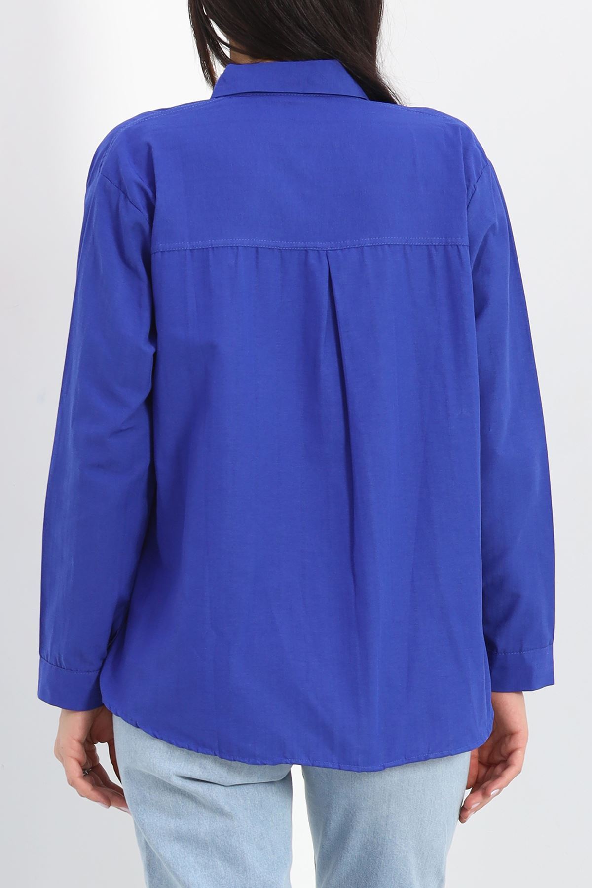 Oversize Terikoton Gömlek Saks1 - 20369.1874.