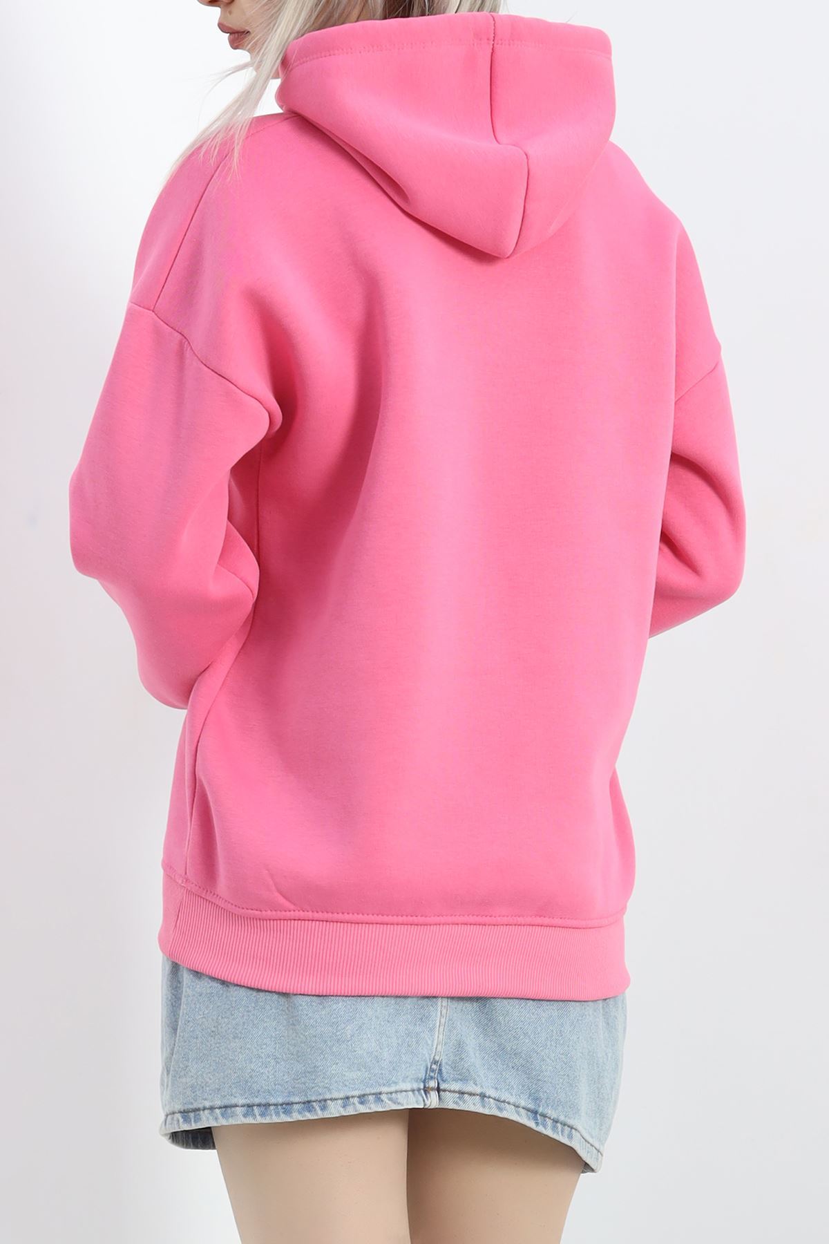 3 İplik Kapşonlu Basic Sweat Pembe - 20074.1878.