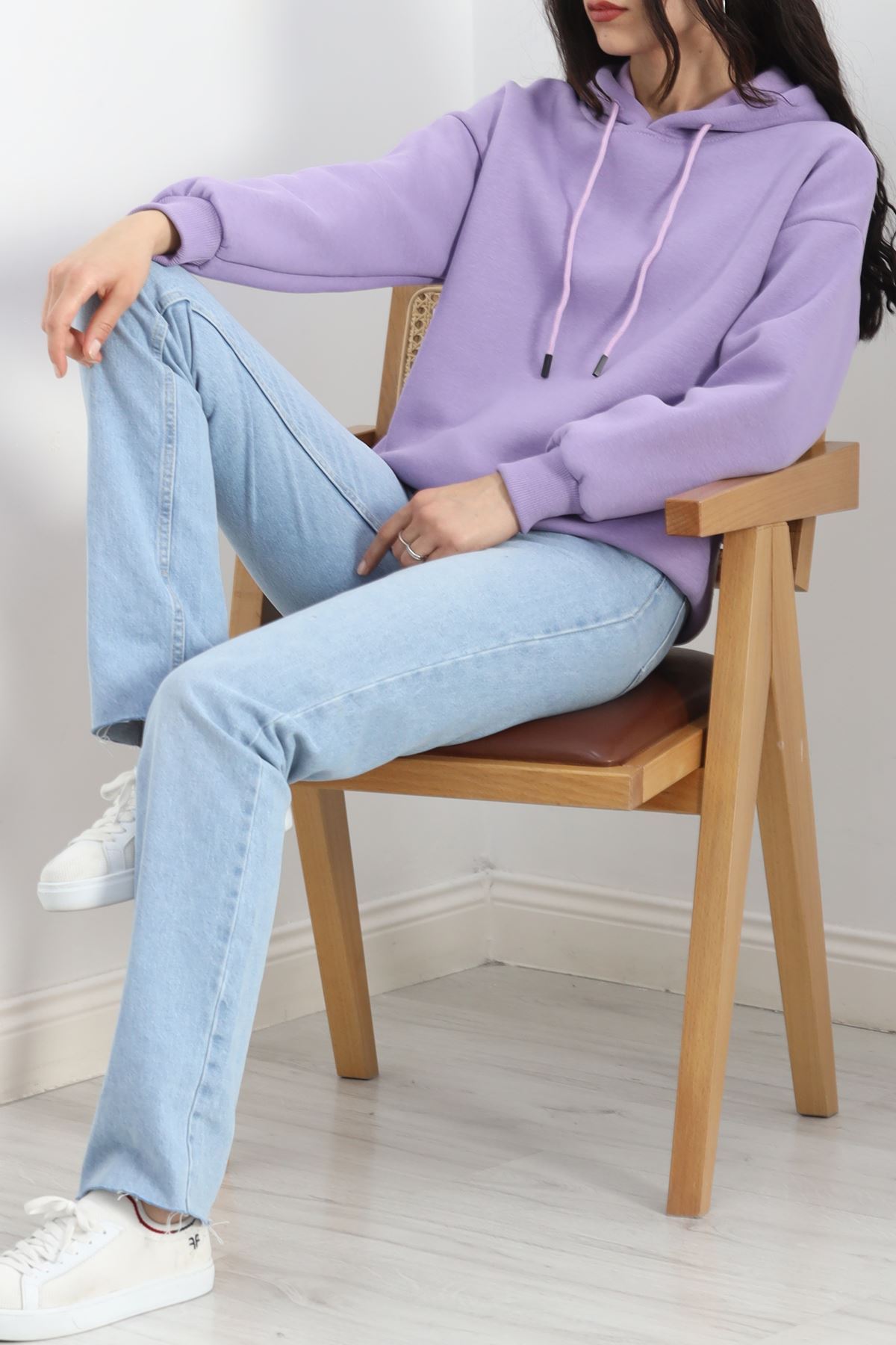 3 İplik Kapşonlu Basic Sweat Lila - 20074.1878.