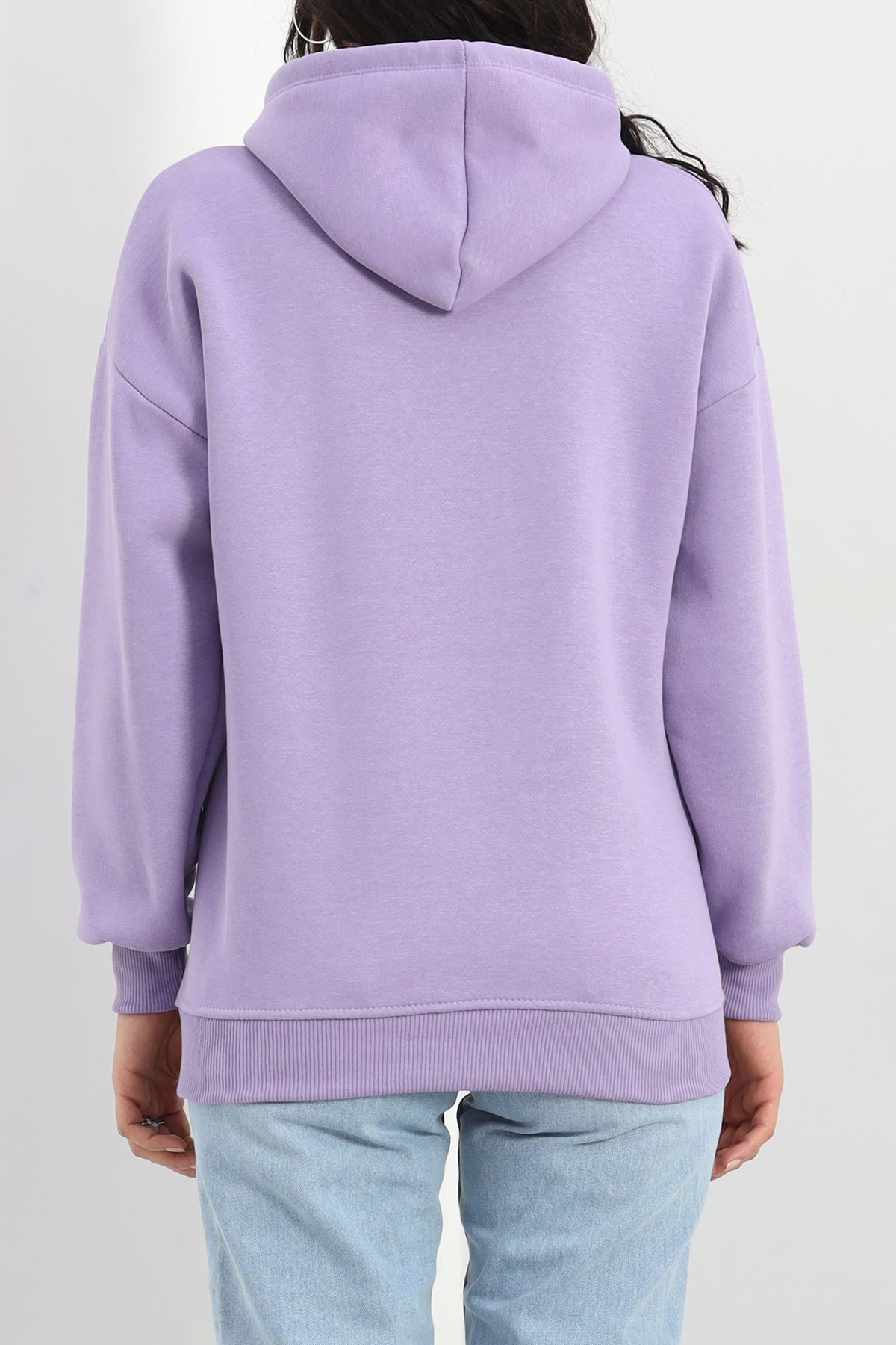 3 İplik Kapşonlu Basic Sweat Lila - 20074.1878.