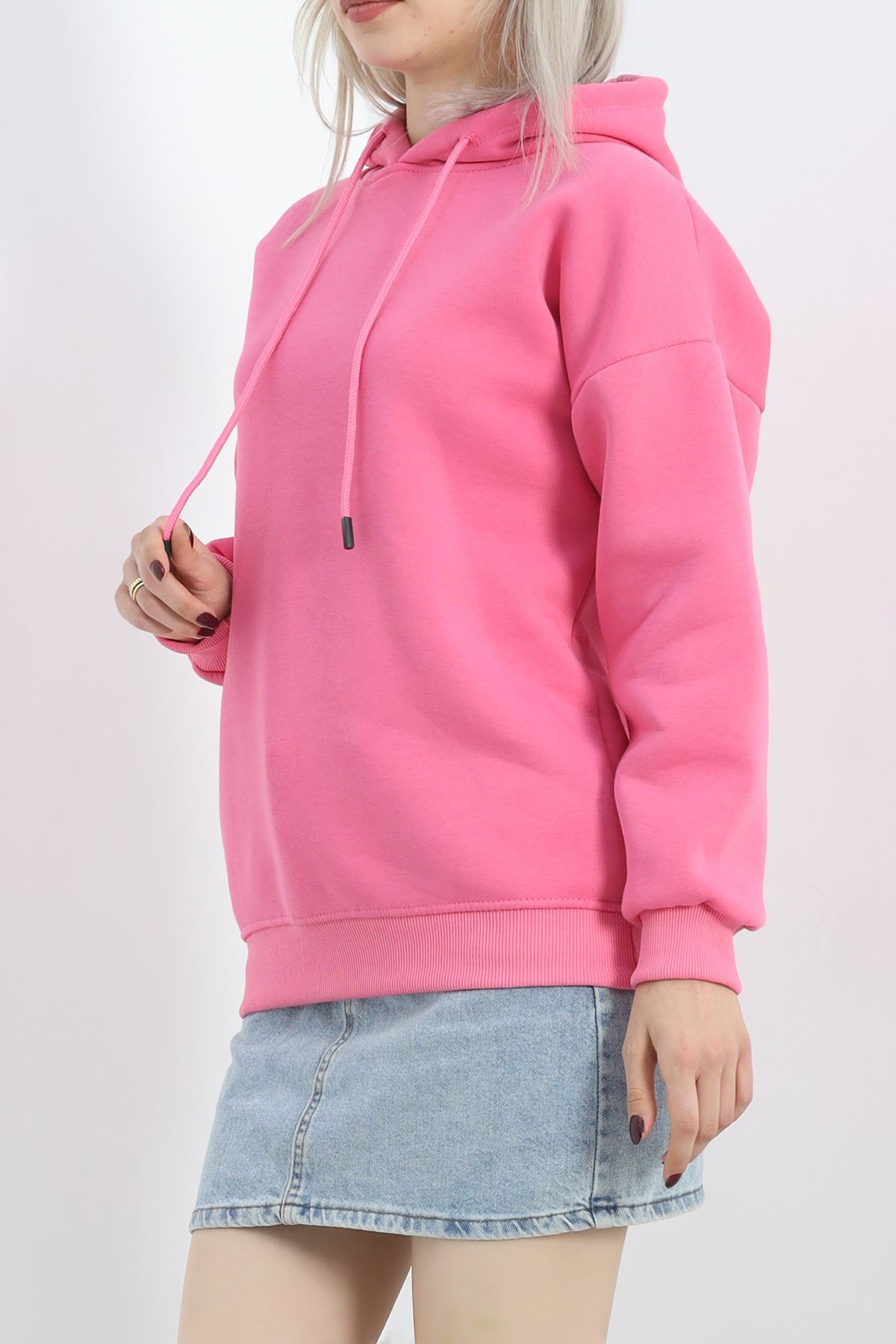 3 İplik Kapşonlu Basic Sweat Pembe - 20074.1878.