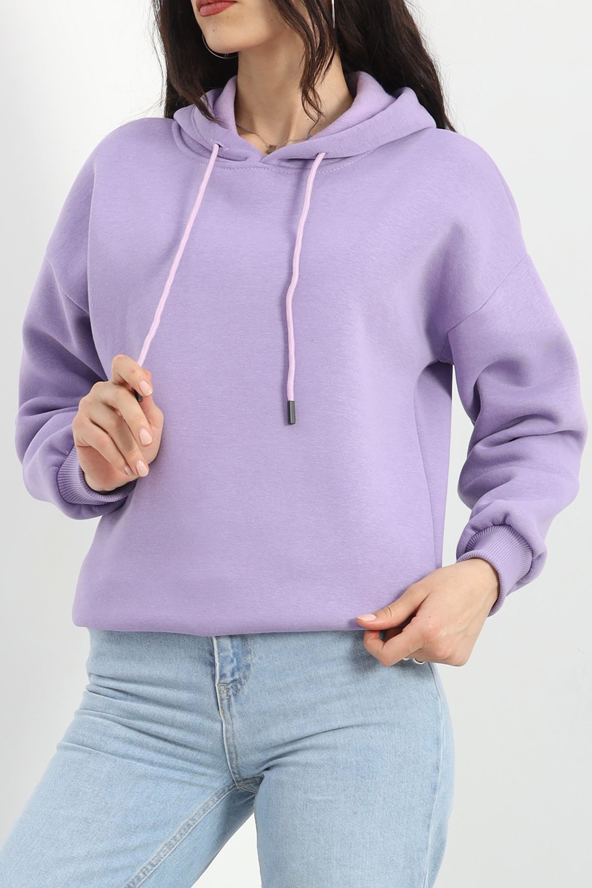 3 İplik Kapşonlu Basic Sweat Lila - 20074.1878.