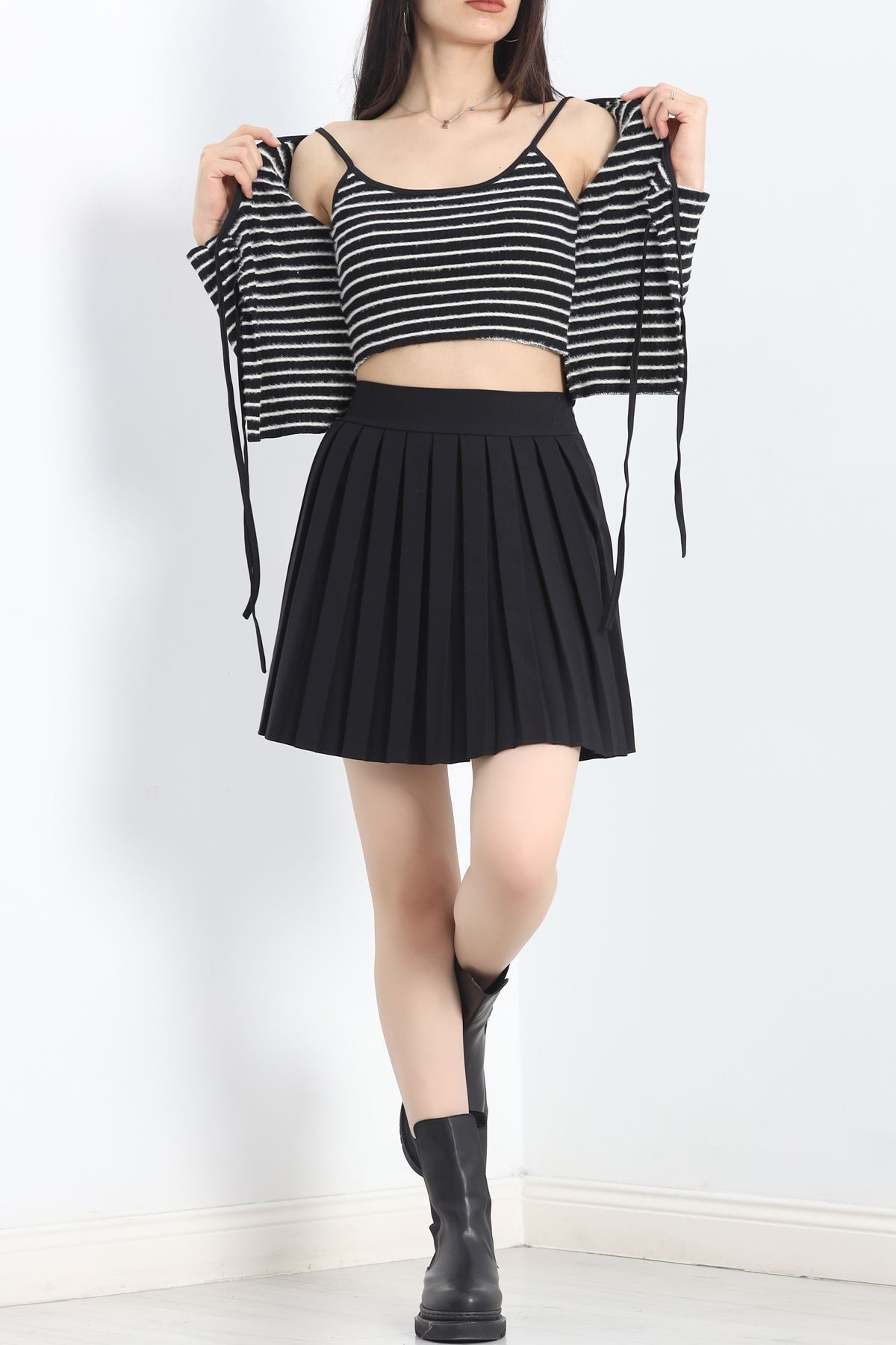 Atletli Crop Ceket Takım Siyah - 12757.148.