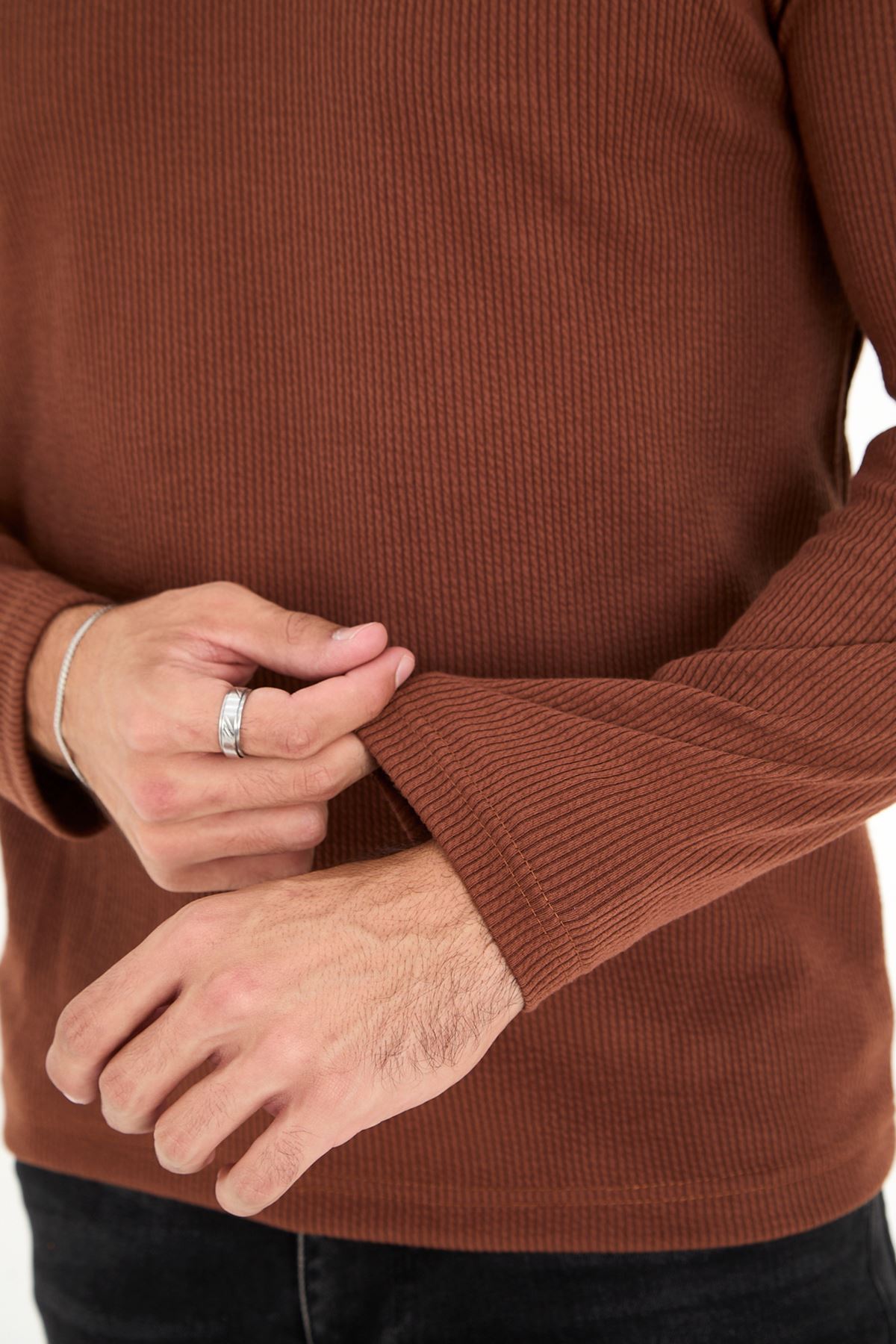 Polo Yaka Uzun Kol Erkek Sweatshirt Kahve - 20127.1874.