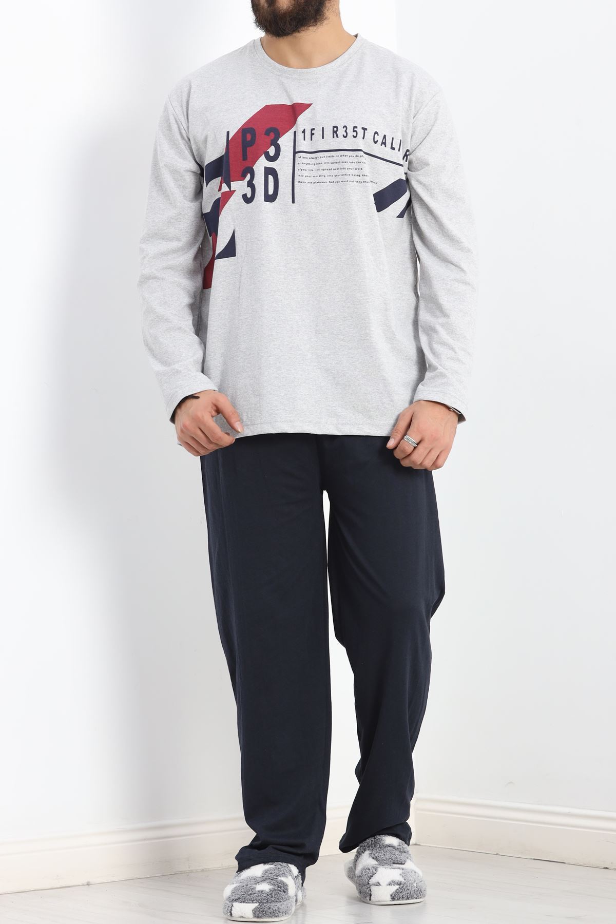 Erkek Pijama Takımı Gri - 20221.1838.