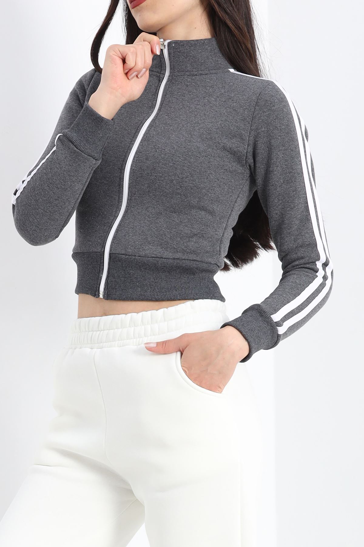 Üç İplik İçi Tüylü Sweat Füme - 20112.1287.