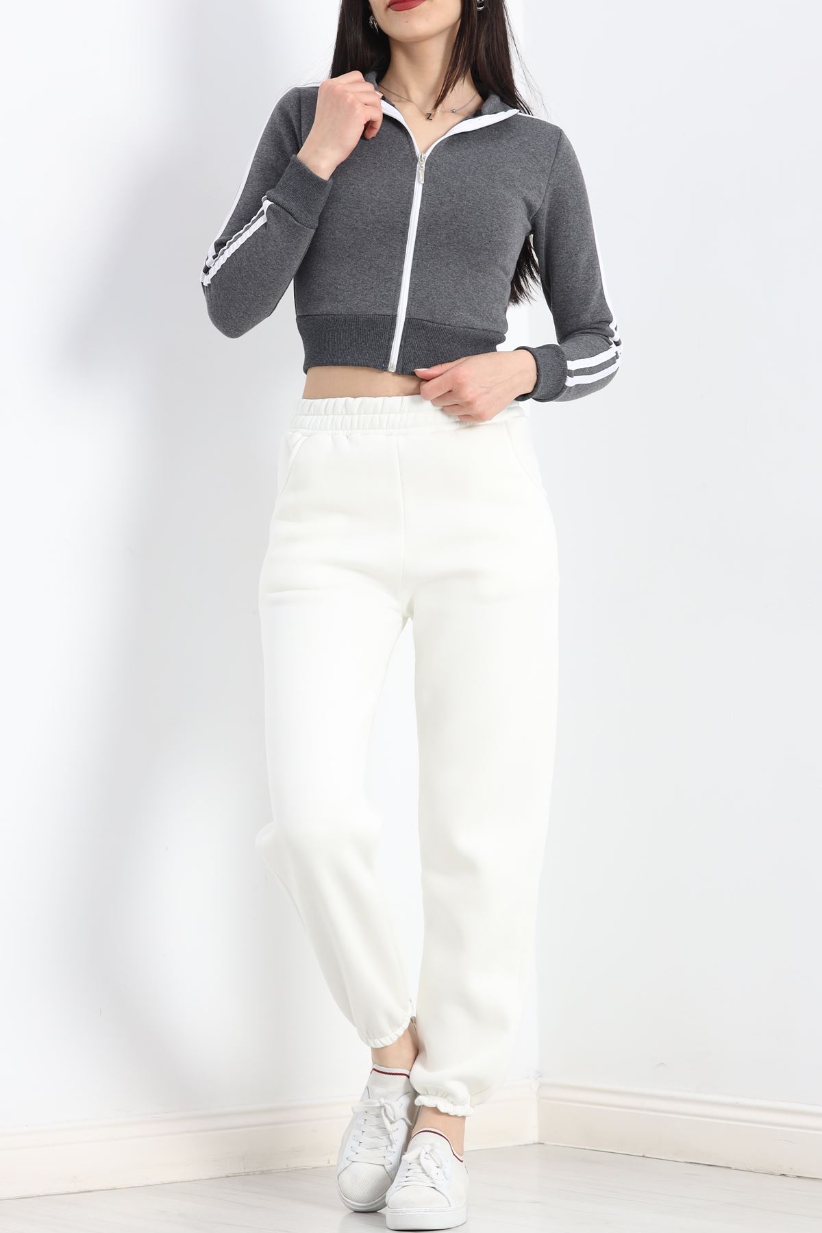 Üç İplik İçi Tüylü Sweat Füme - 20112.1287.