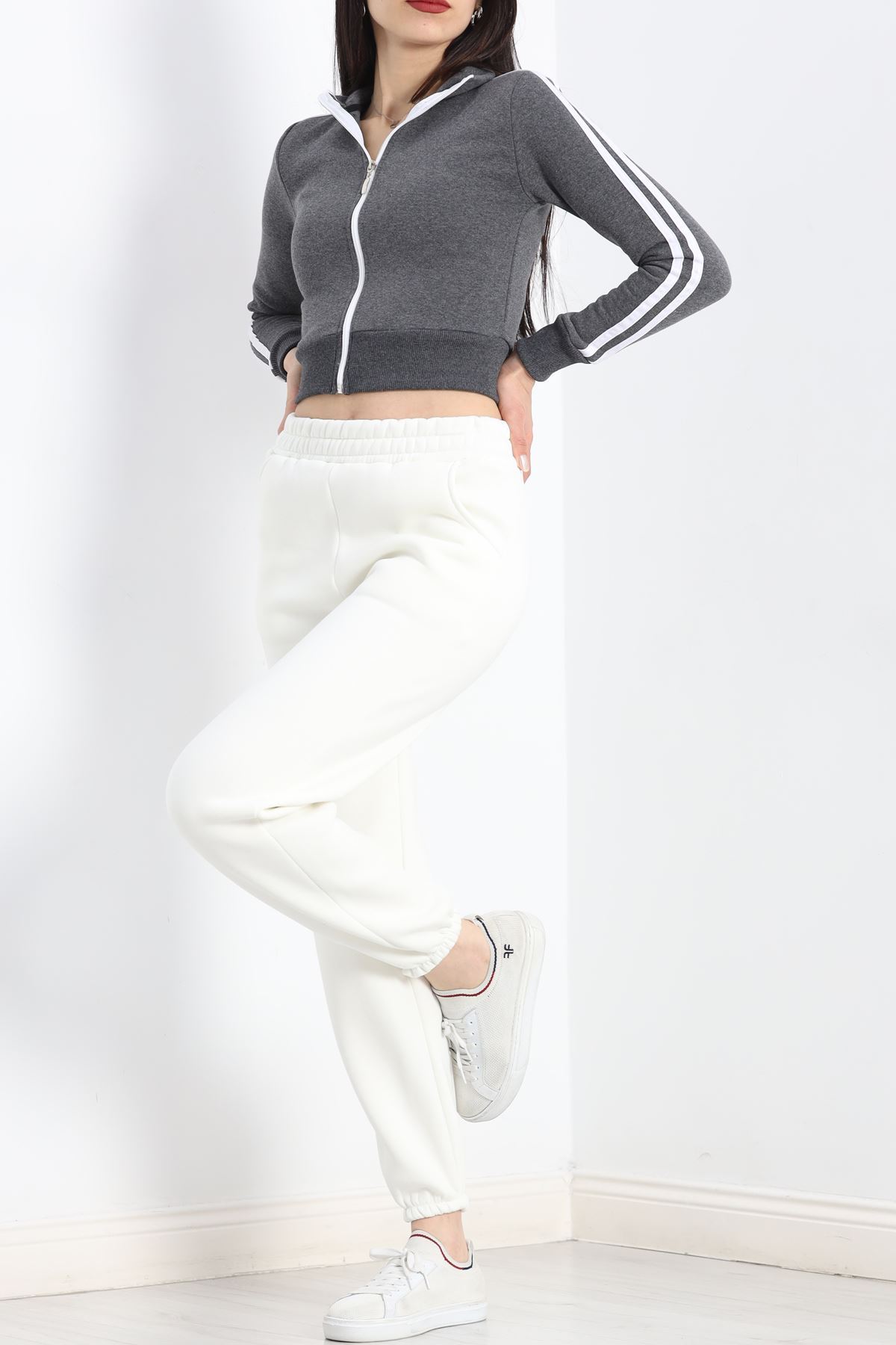 Üç İplik İçi Tüylü Sweat Füme - 20112.1287.