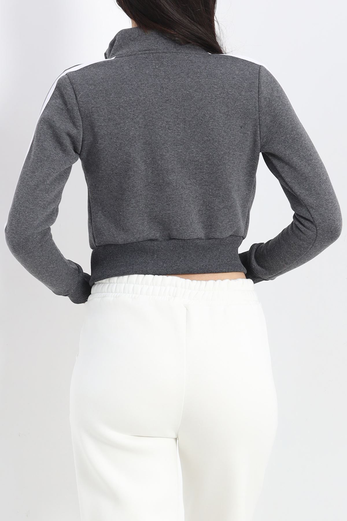 Üç İplik İçi Tüylü Sweat Füme - 20112.1287.