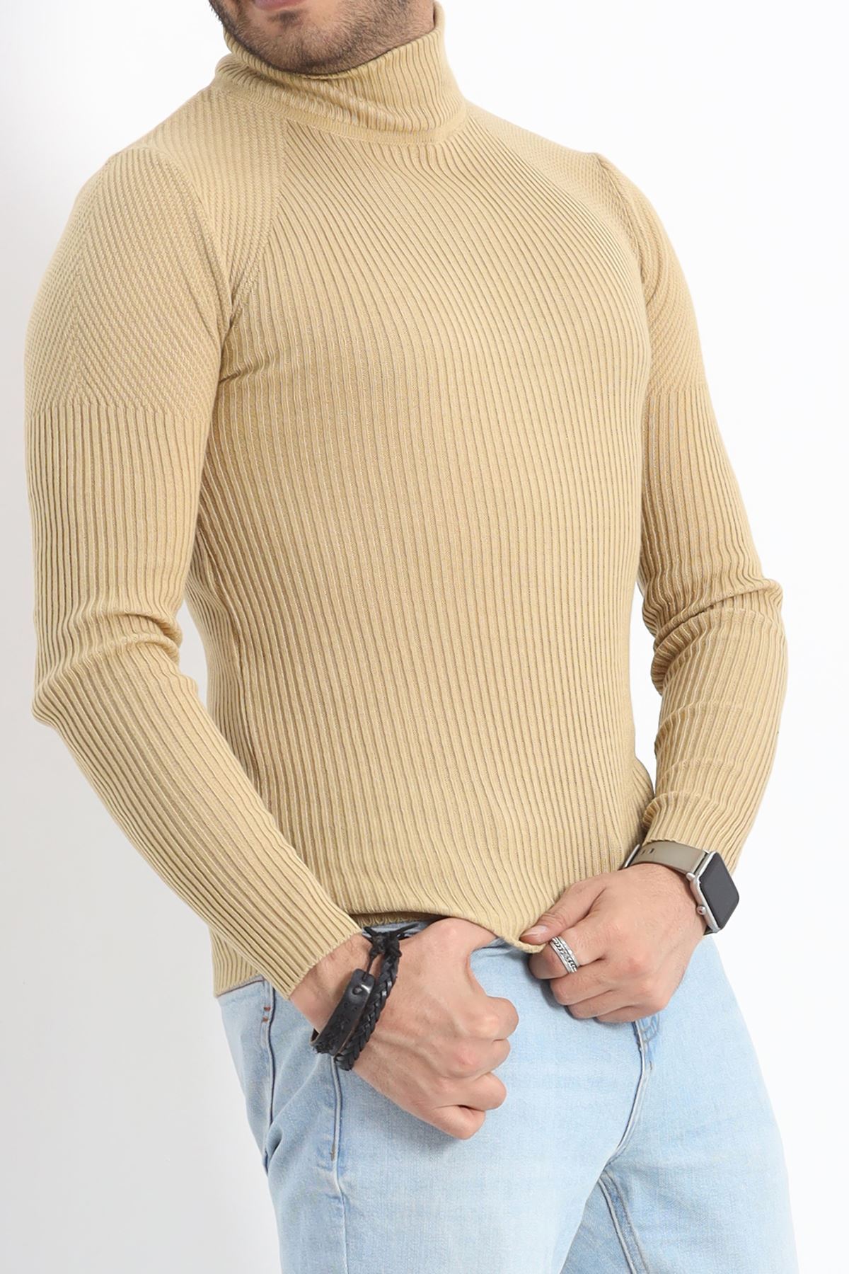 Yarım Balıkçı Erkek Triko Body Camel - 20371.1874.