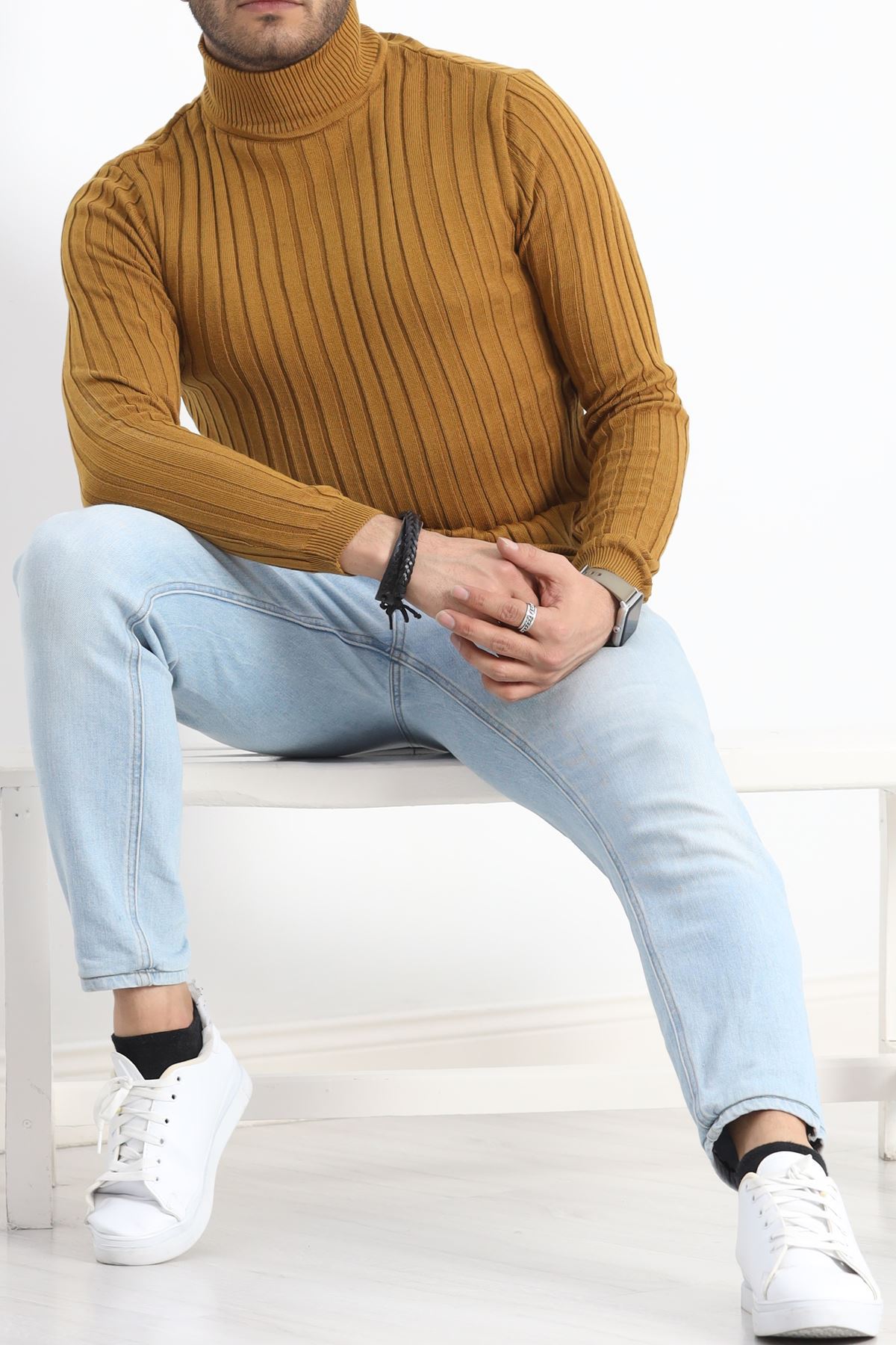 Yarım Balıkçı Erkek Triko Body Hardal - 20374.1874.