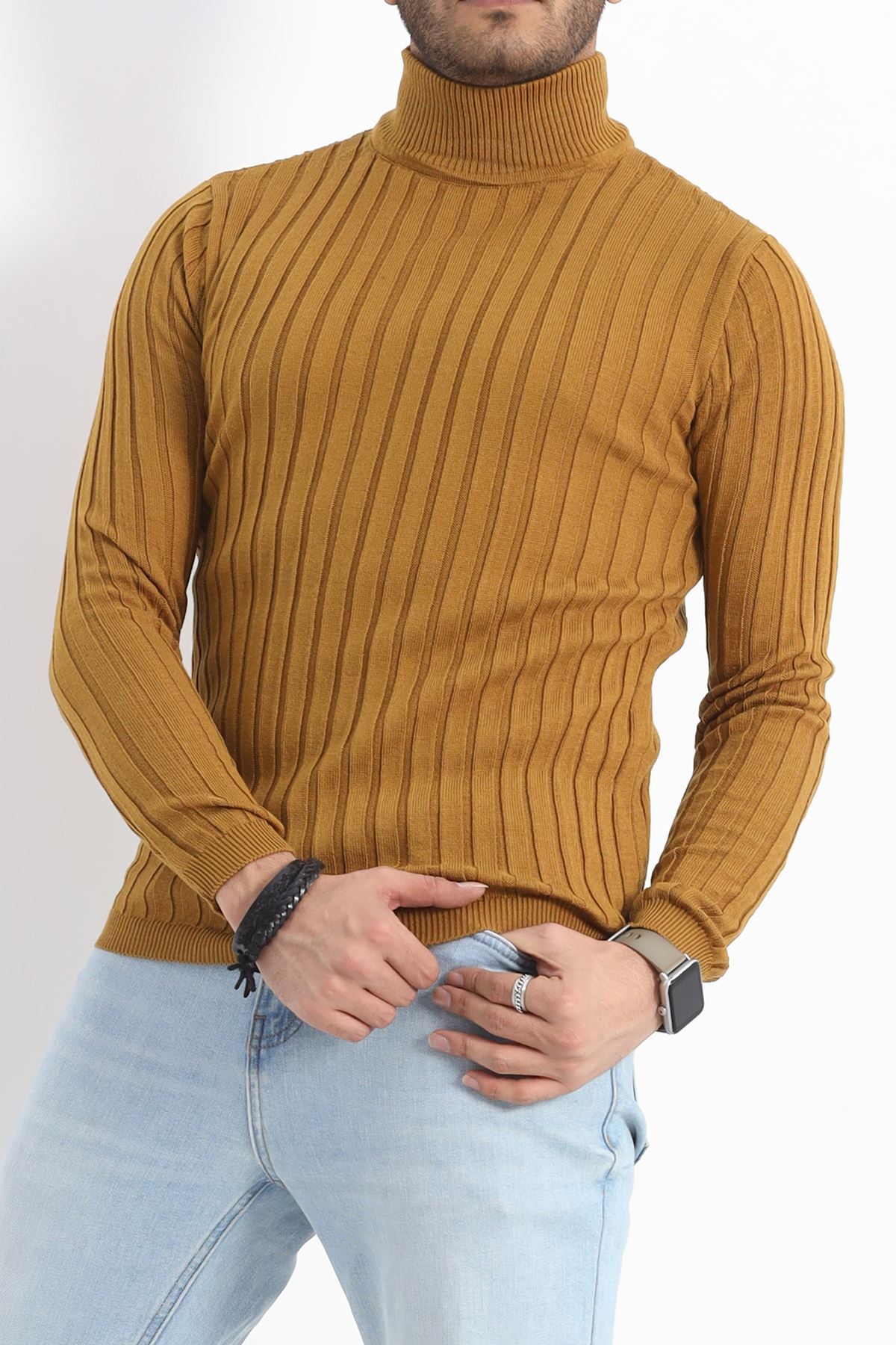 Yarım Balıkçı Erkek Triko Body Hardal - 20374.1874.
