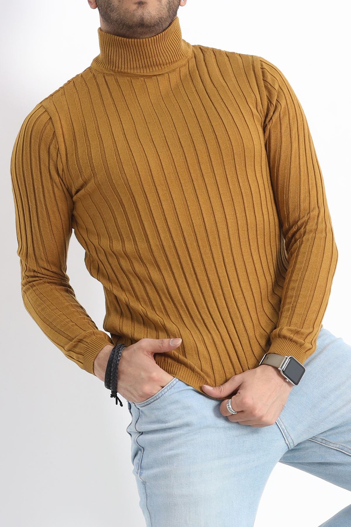 Yarım Balıkçı Erkek Triko Body Hardal - 20374.1874.