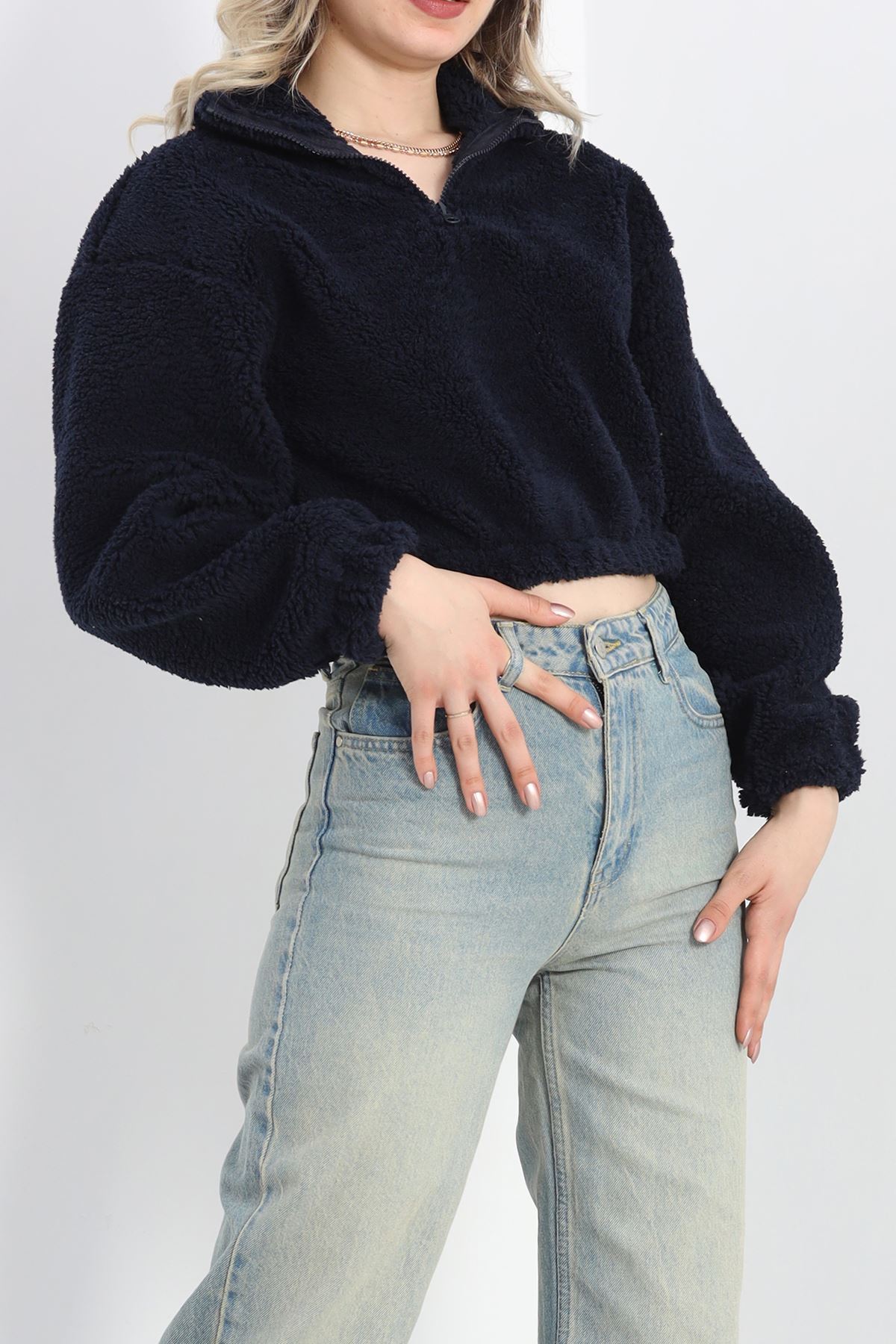 Üç İplik Beli Lastikli Polar Sweat Lacivert - 20708.1872.