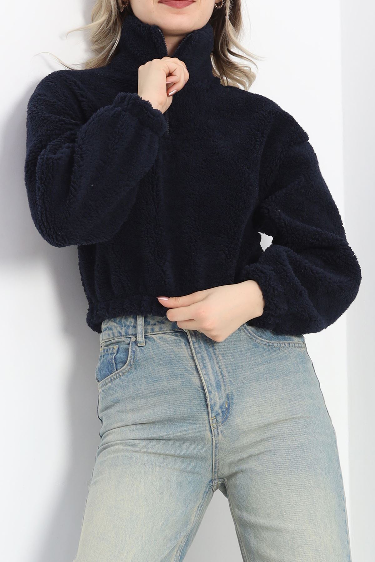 Üç İplik Beli Lastikli Polar Sweat Lacivert - 20708.1872.