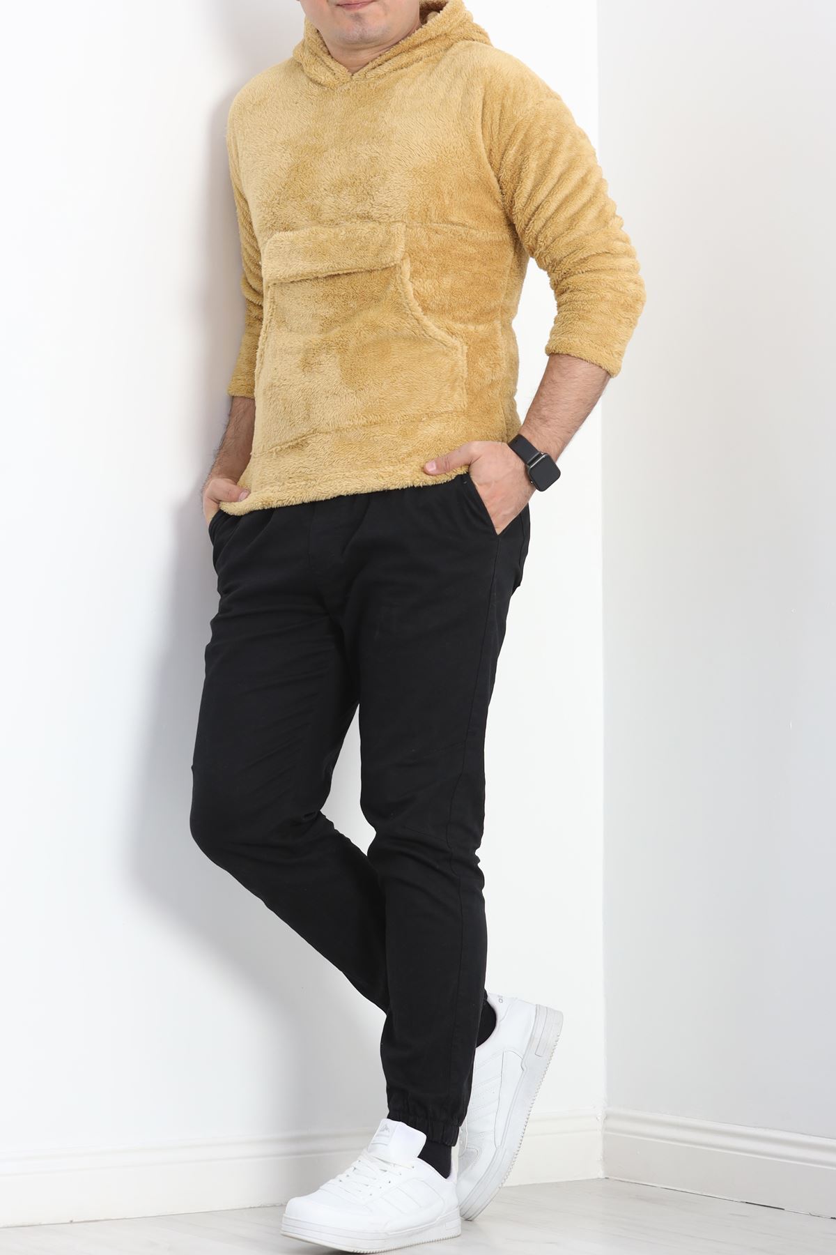 Kanguru Cep Kapşonlu Peluş Sweat Camel - 9062.1153.