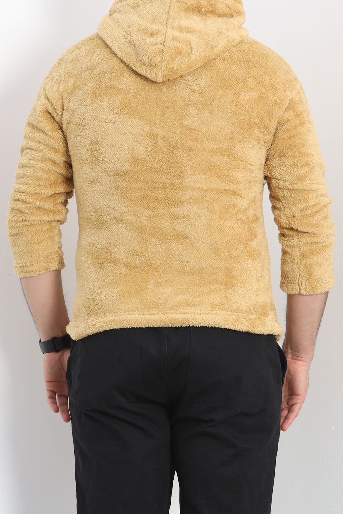 Kanguru Cep Kapşonlu Peluş Sweat Camel - 9062.1153.