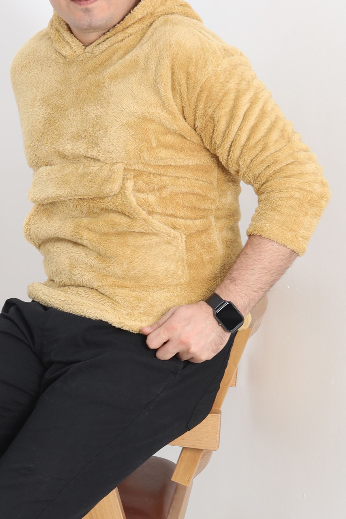 Kanguru Cep Kapşonlu Peluş Sweat Camel - 9062.1153.