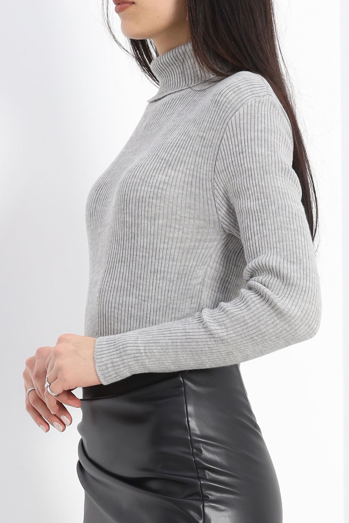 Balıkçı Yaka Fitilli Body Gri - 19468.1766.