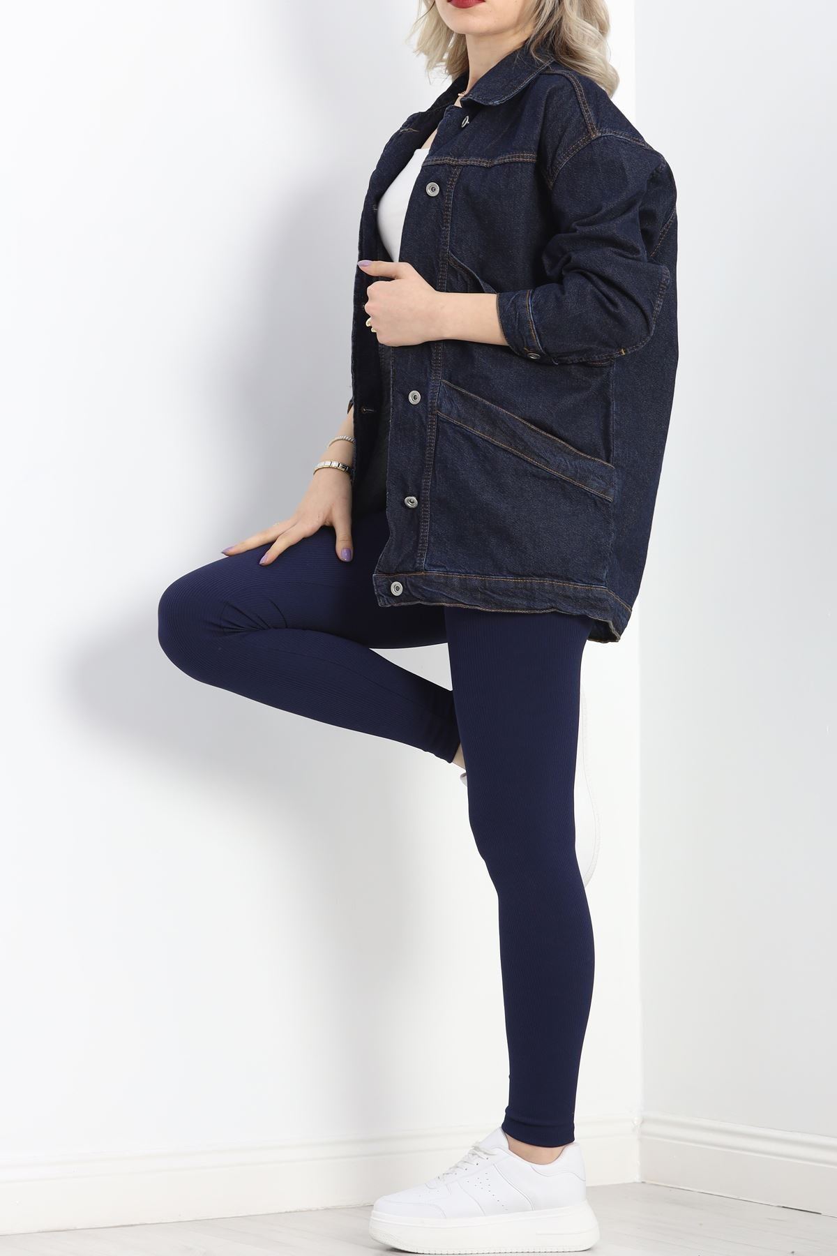 Oversize Kot Ceket Lacivert - 10002.1778.