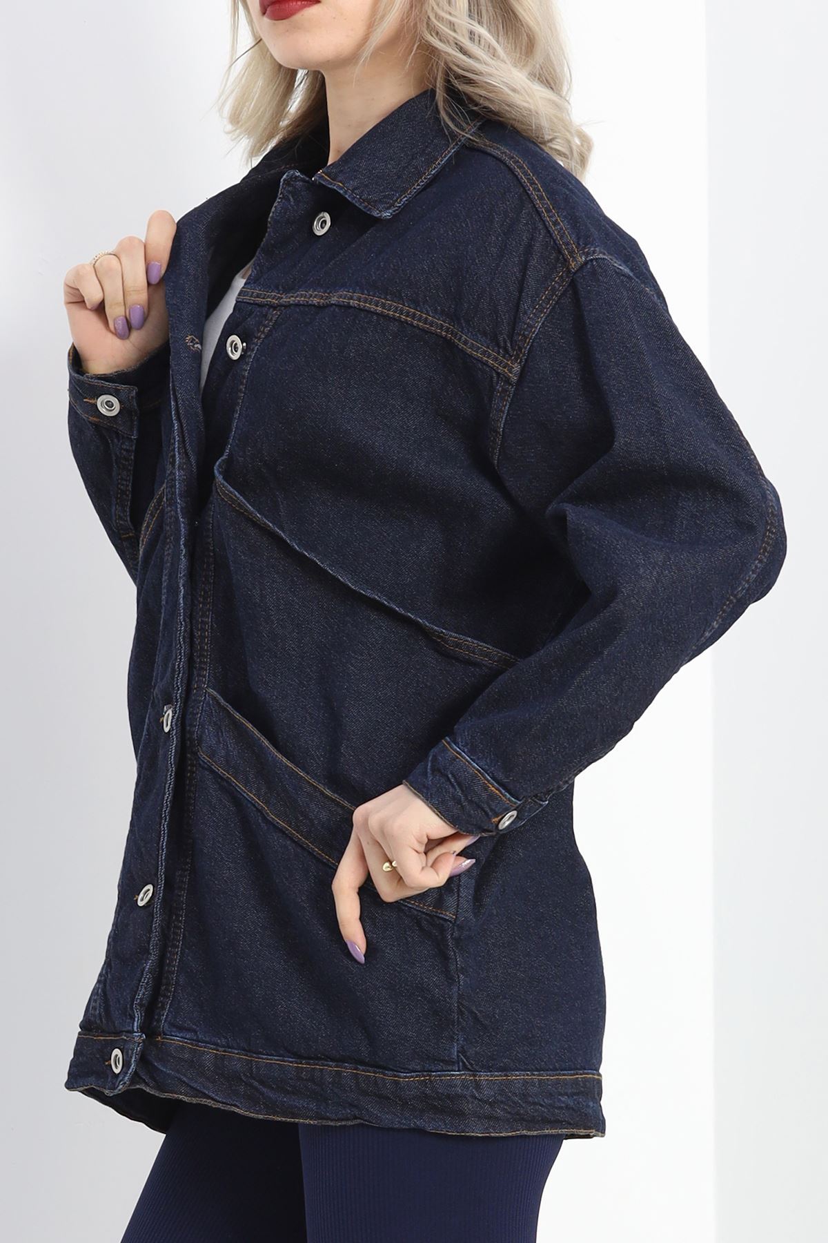 Oversize Kot Ceket Lacivert - 10002.1778.