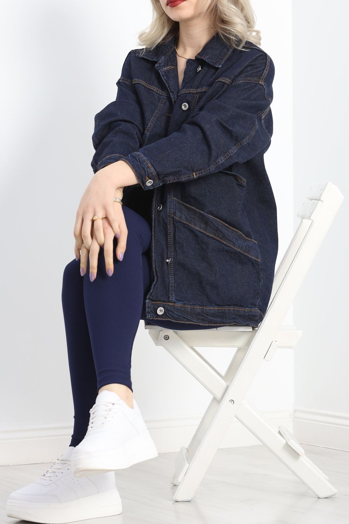 Oversize Kot Ceket Lacivert - 10002.1778.
