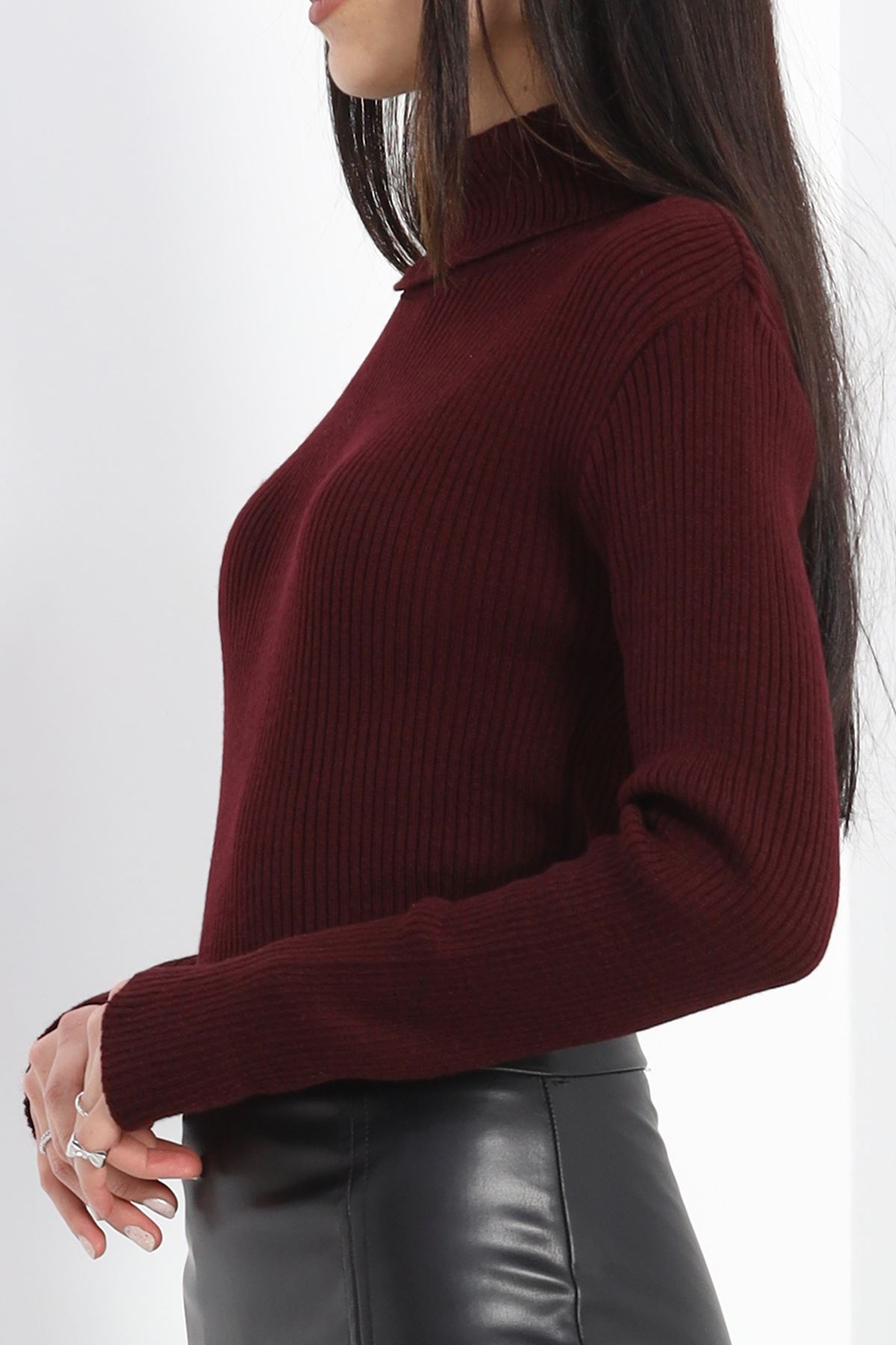 Balıkçı Yaka Fitilli Body Bordo - 19468.1766.