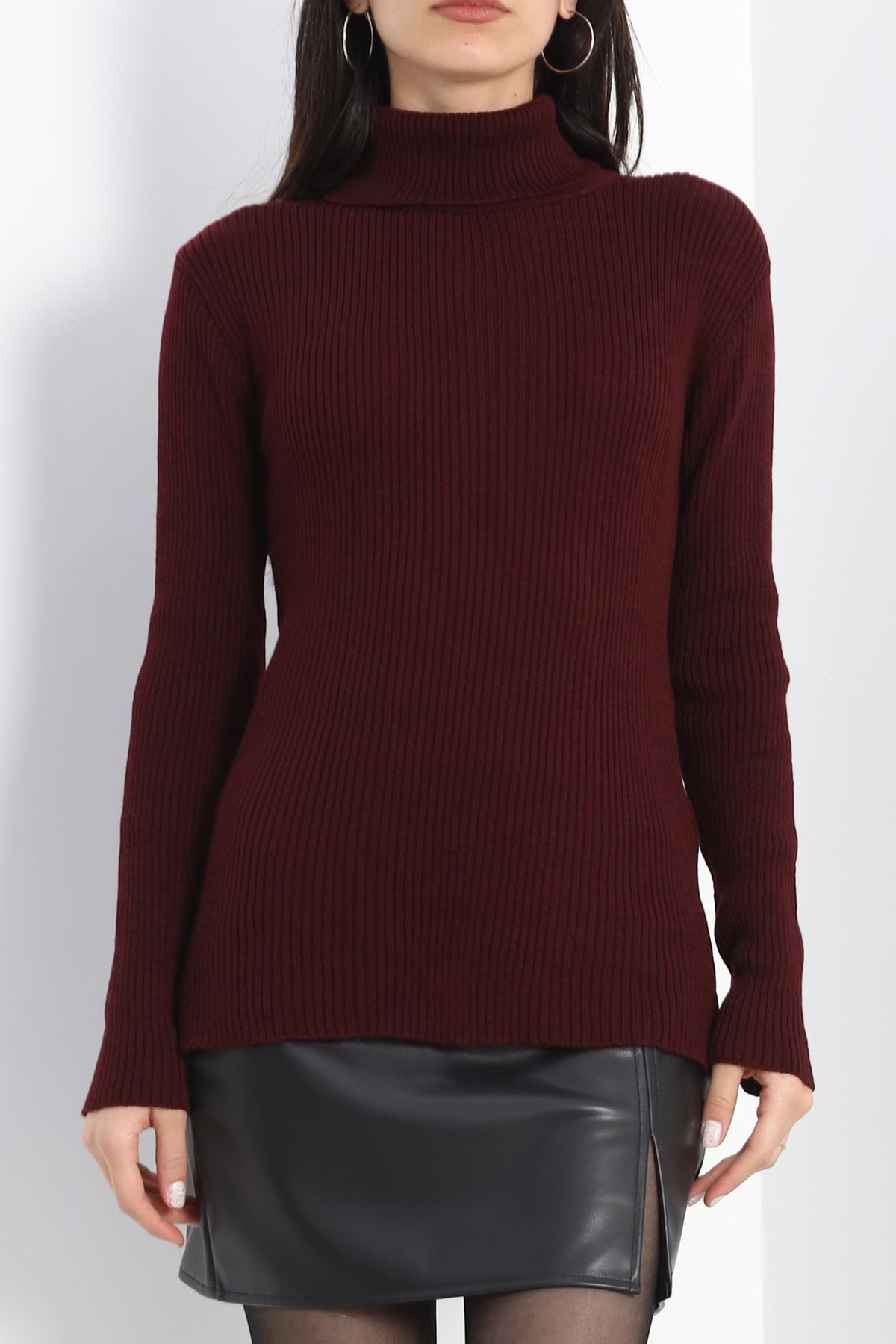 Balıkçı Yaka Fitilli Body Bordo - 19468.1766.