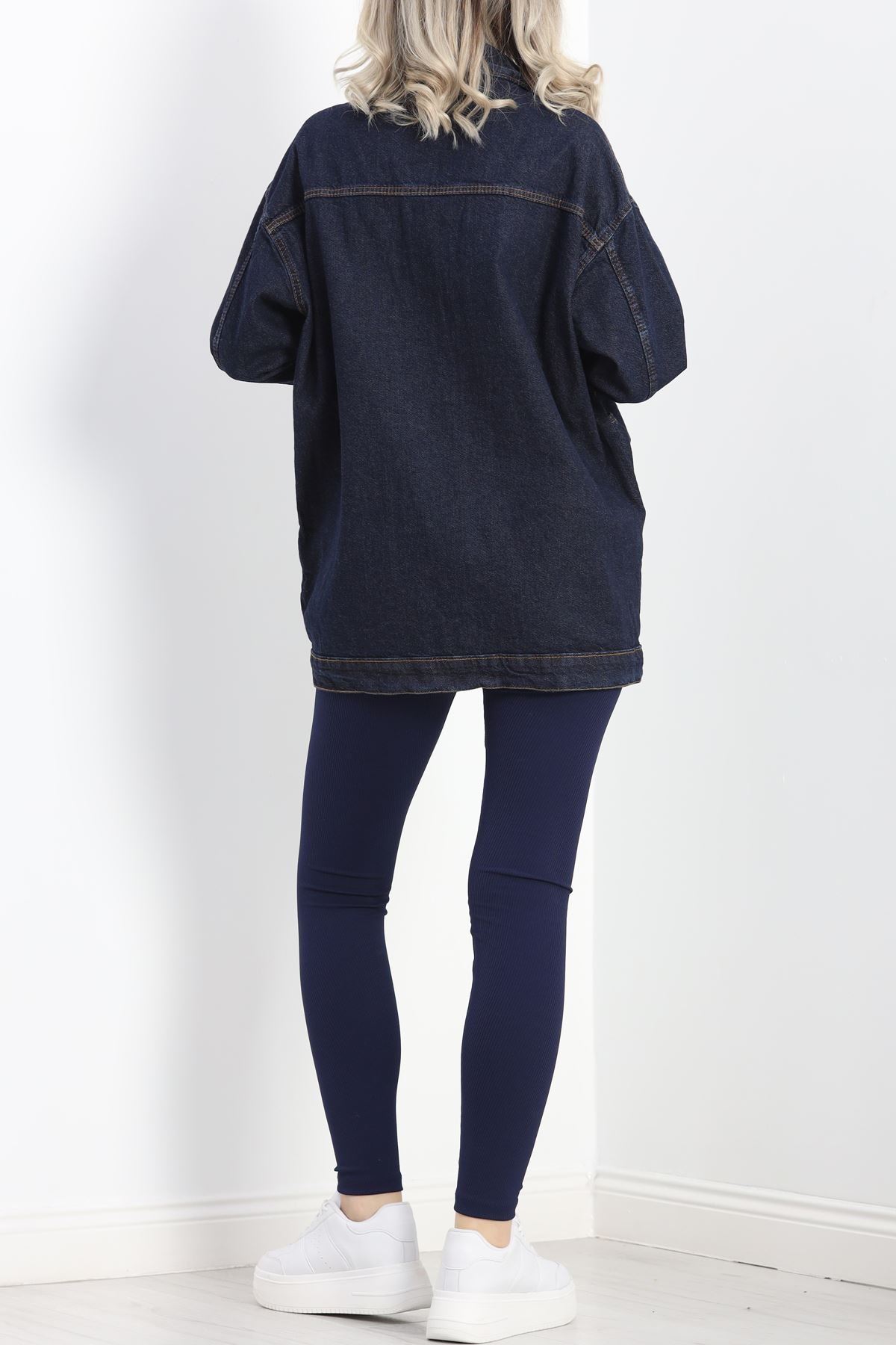 Oversize Kot Ceket Lacivert - 10002.1778.