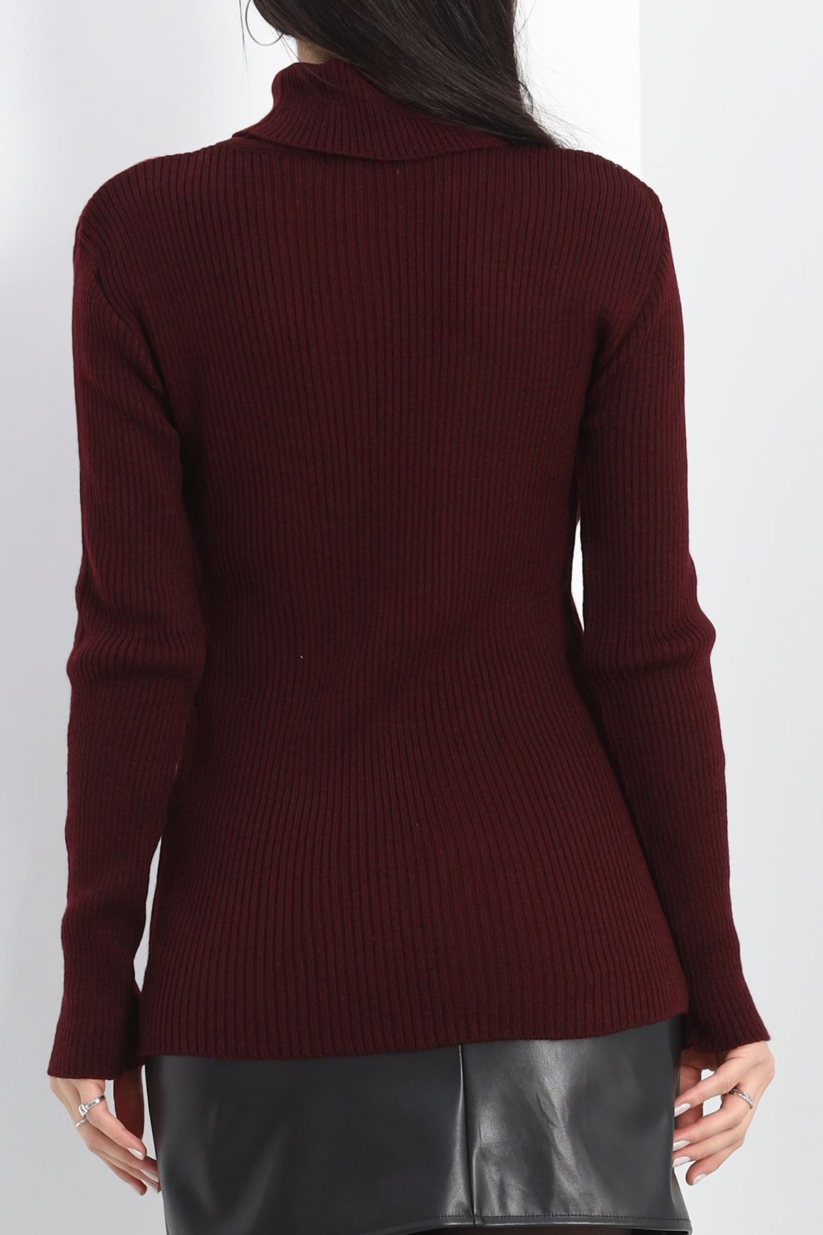 Balıkçı Yaka Fitilli Body Bordo - 19468.1766.