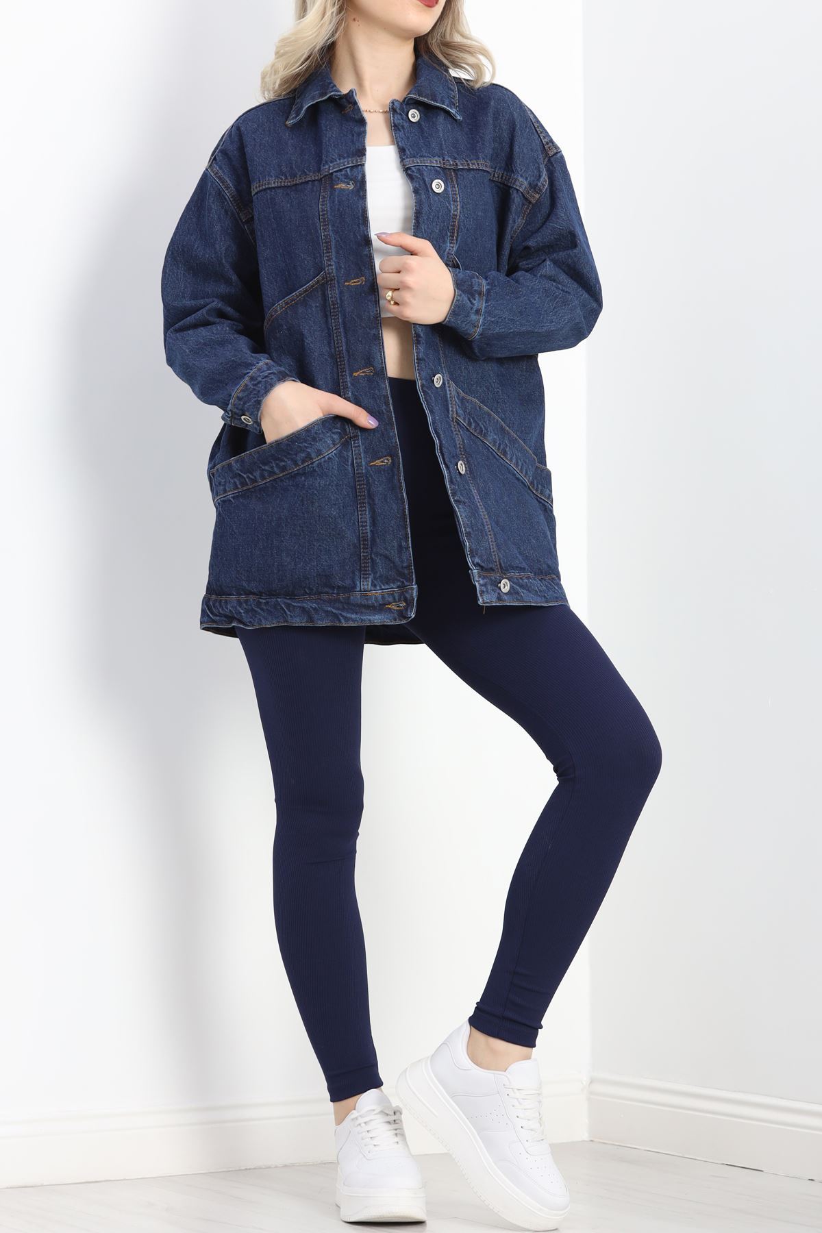Oversize Kot Ceket Mavi6 - 10002.1778.
