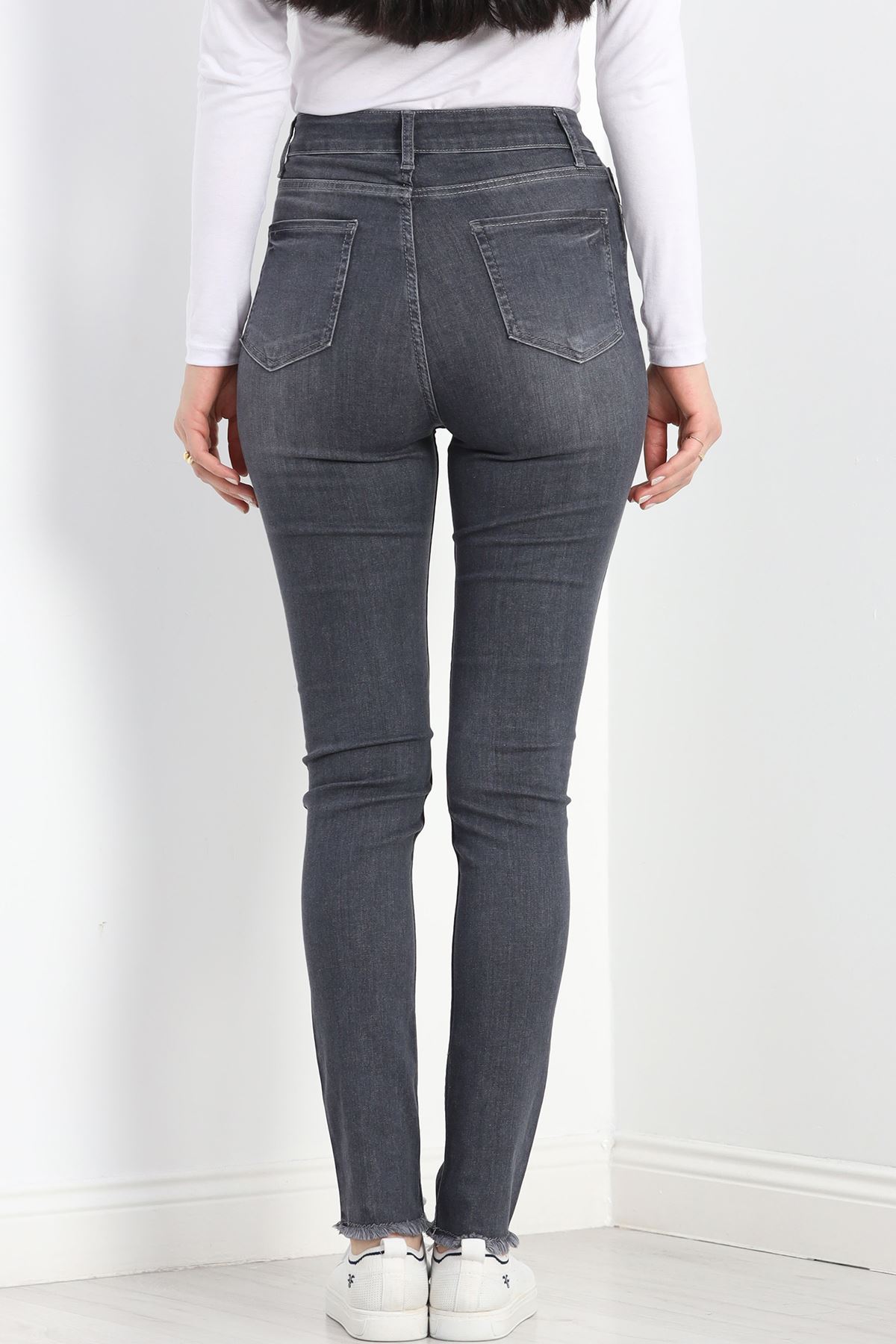 Dar Paça Püsküllü Kot Pantolon Füme - 19493.1900.