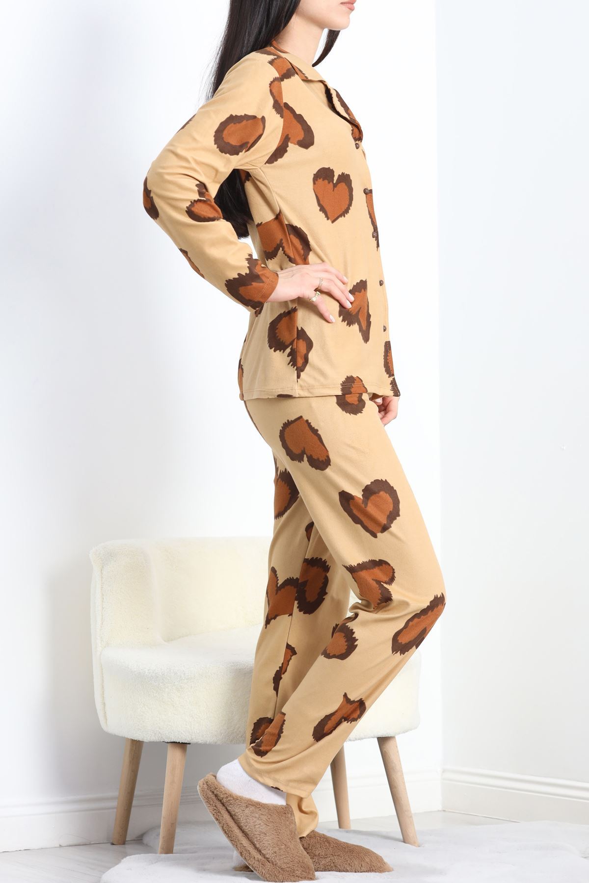 Süet Pijama Takımı Bisküvikahve - 40003.1049.