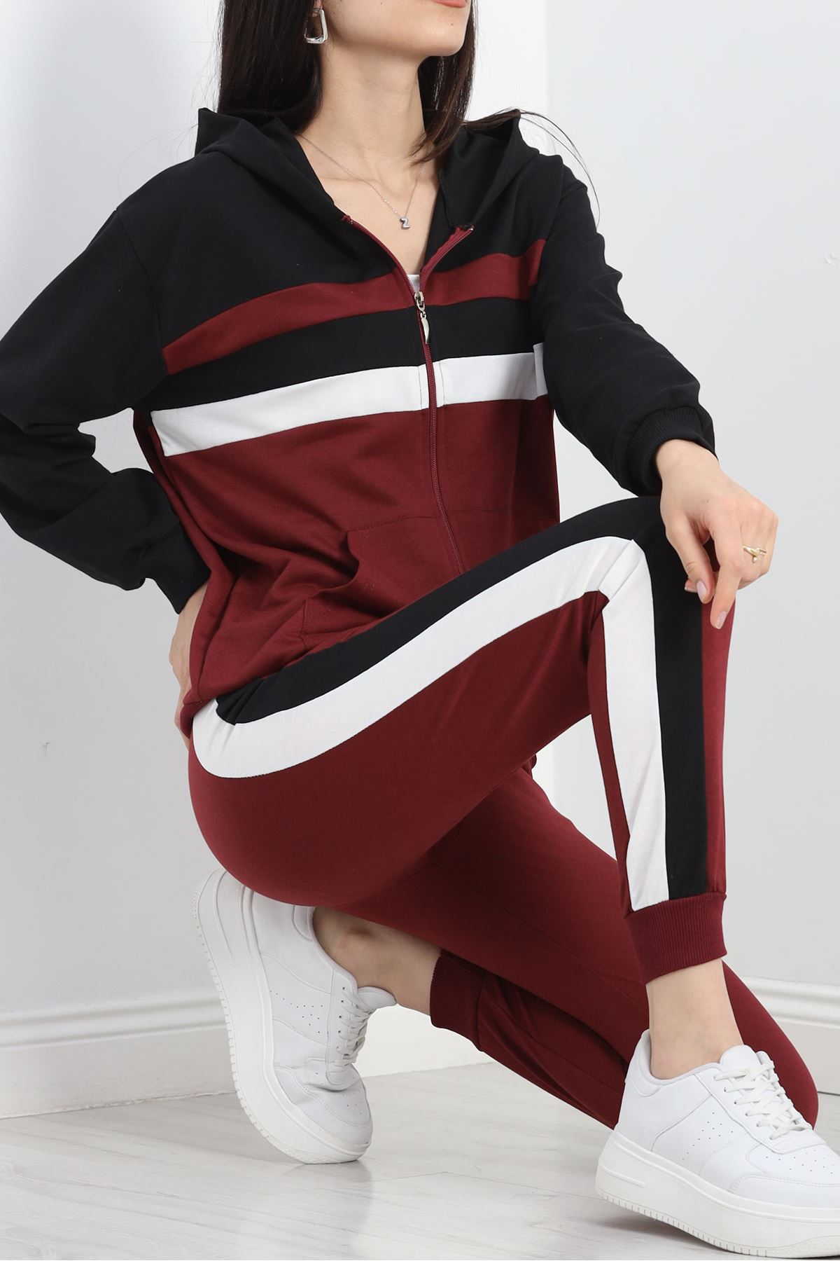 Fermuarlı Eşofman Takımı Bordo - 9968.1005.