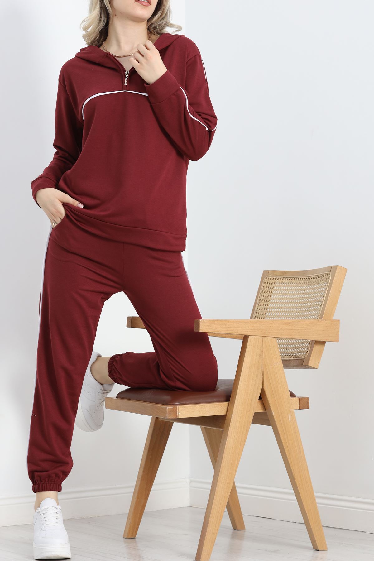 Fermuarlı Eşofman Takımı Bordo - 20106.1005.