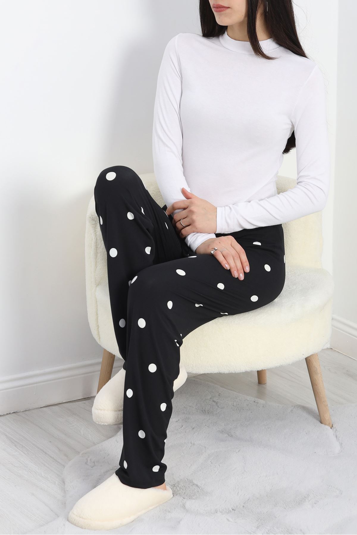 Milan Kumaş Pijama Altı Siyahpuanlı - 20788.1287.