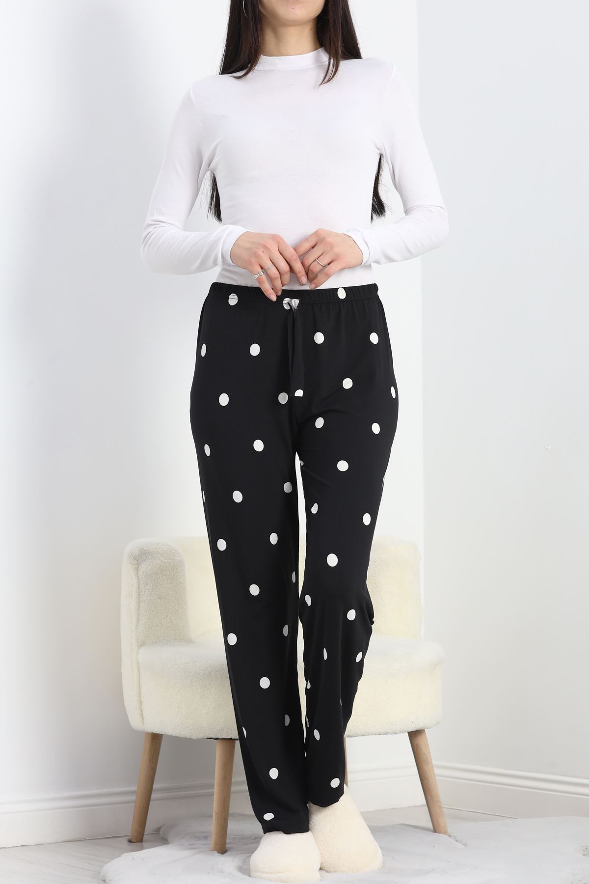 Milan Kumaş Pijama Altı Siyahpuanlı - 20788.1287.