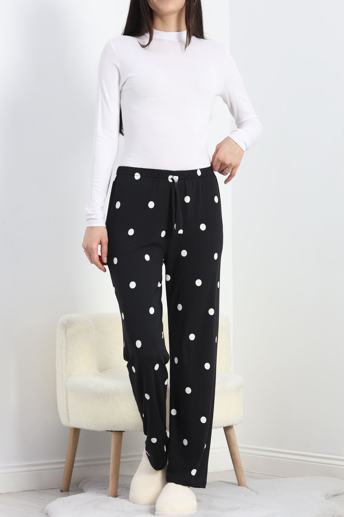 Milan Kumaş Pijama Altı Siyahpuanlı - 20788.1287.