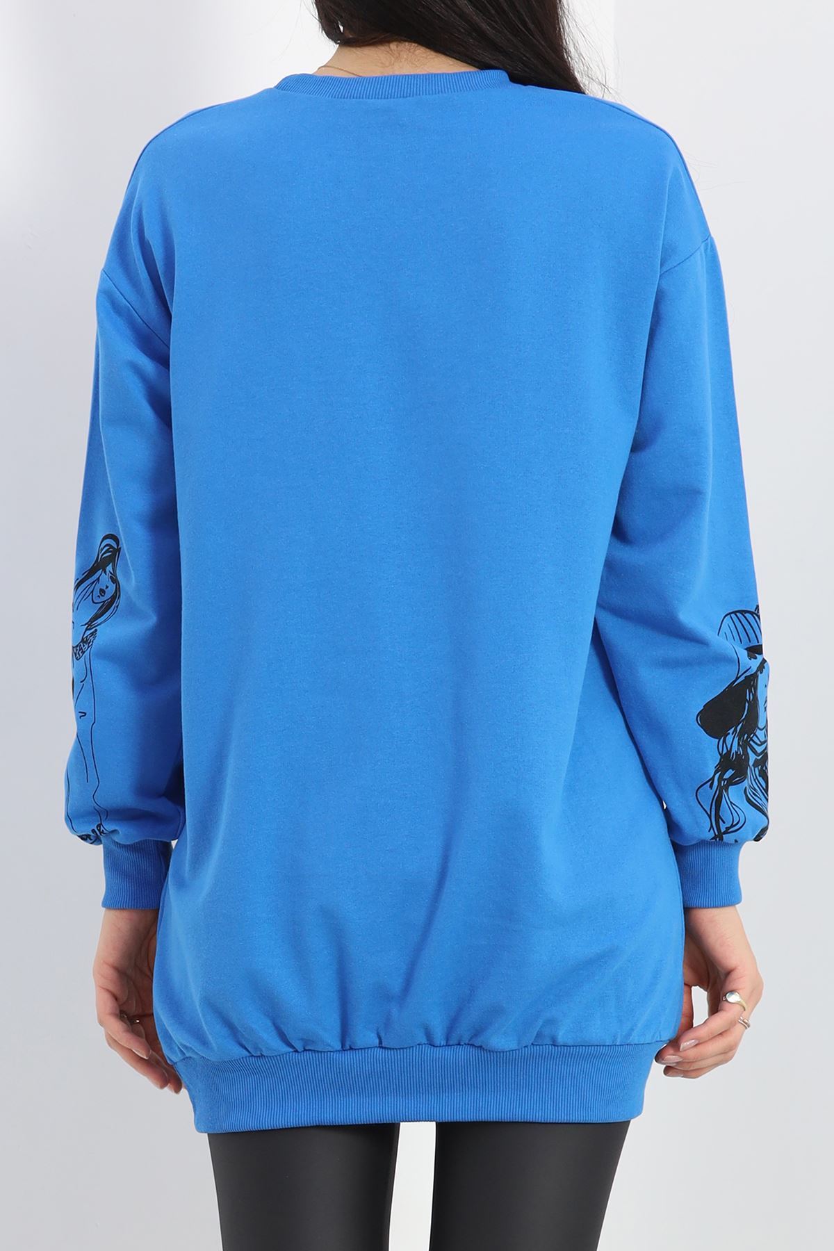 Baskılı İki İplik Tunik Sweat Mavi - 40044.555.
