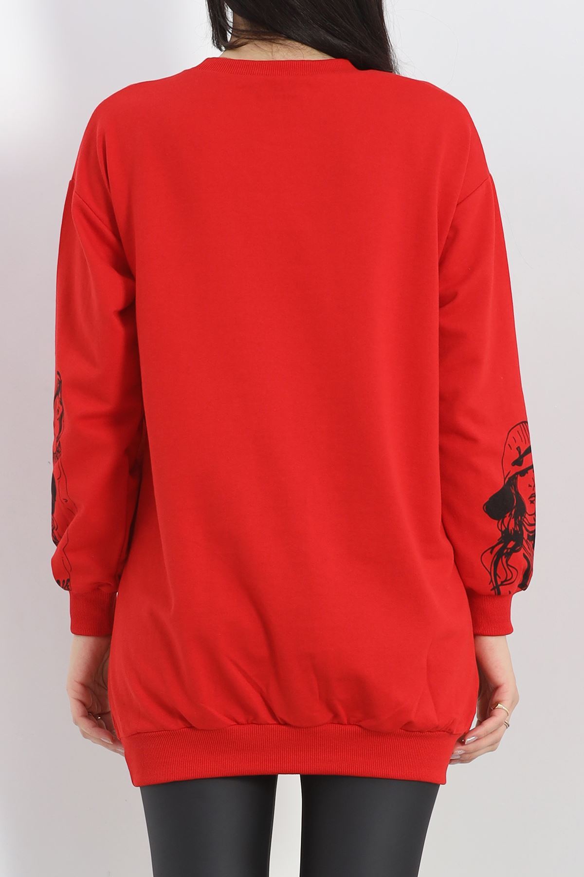 Baskılı İki İplik Tunik Sweat Kırmızı - 40044.555.