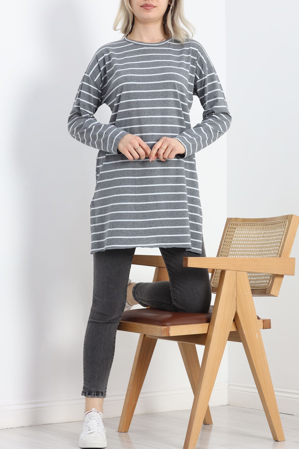 Çizgili Tunik Fümebeyaz - 11313.1567.