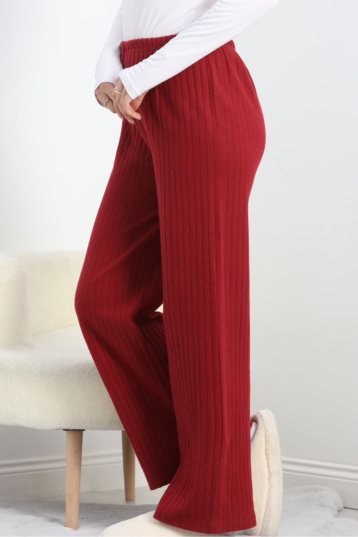 Fitilli İnterlok Pijama Altı Bordo - 19388.1567.