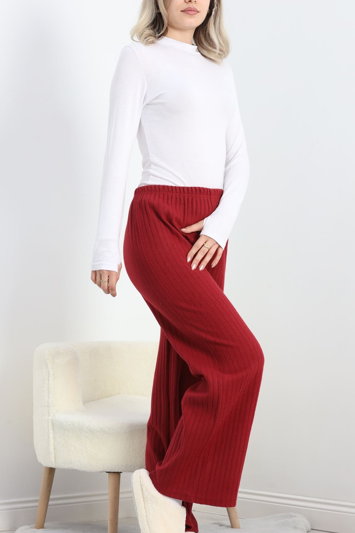 Fitilli İnterlok Pijama Altı Bordo - 19388.1567.