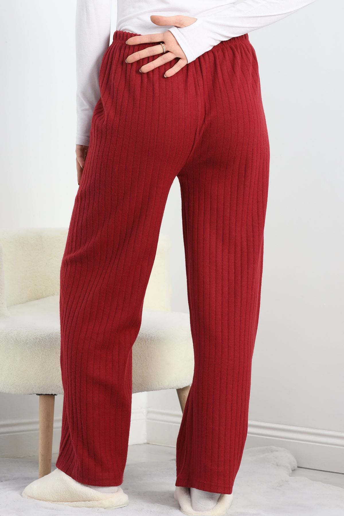 Fitilli İnterlok Pijama Altı Bordo - 19388.1567.