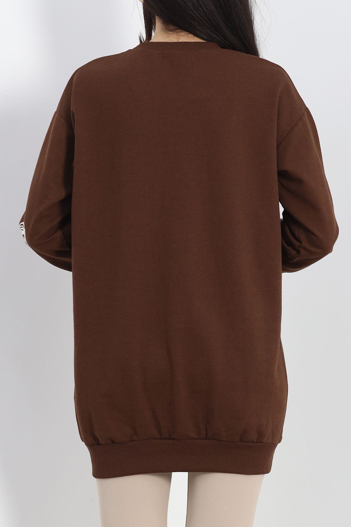 Baskılı İki İplik Tunik Sweat Kahve - 40044.555.