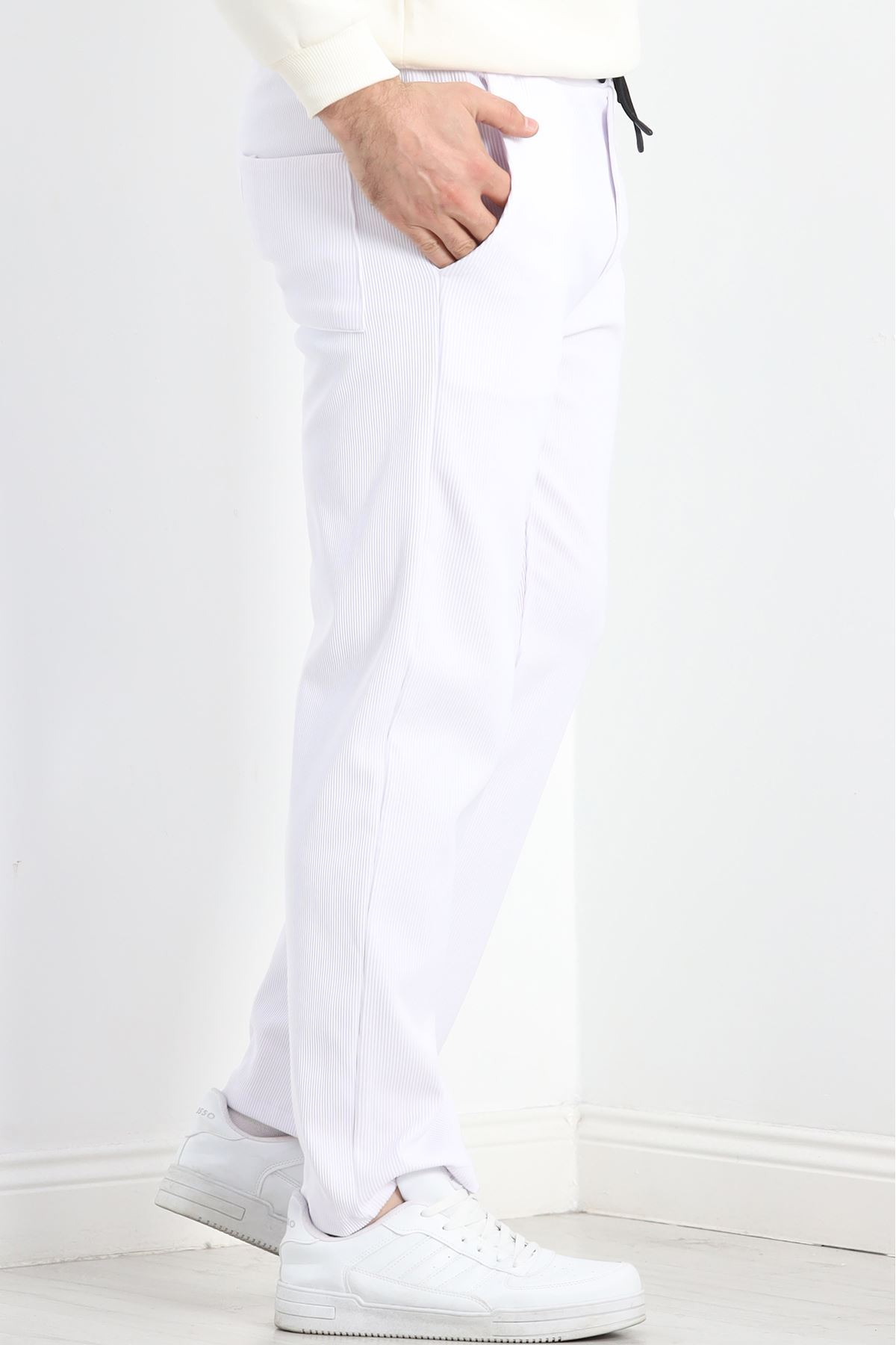 Örme Kumaş Pantolon Beyaz - 30008.1874.