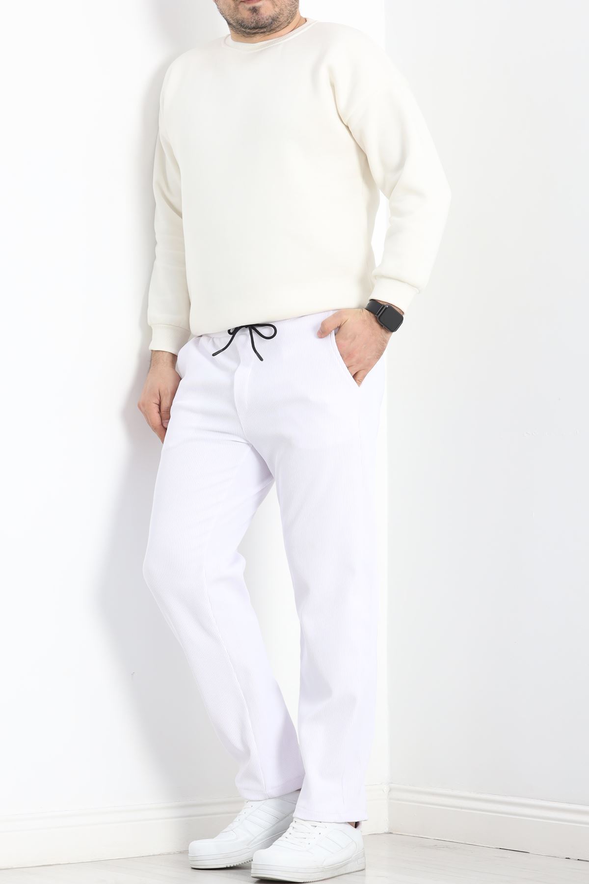Örme Kumaş Pantolon Beyaz - 30008.1874.