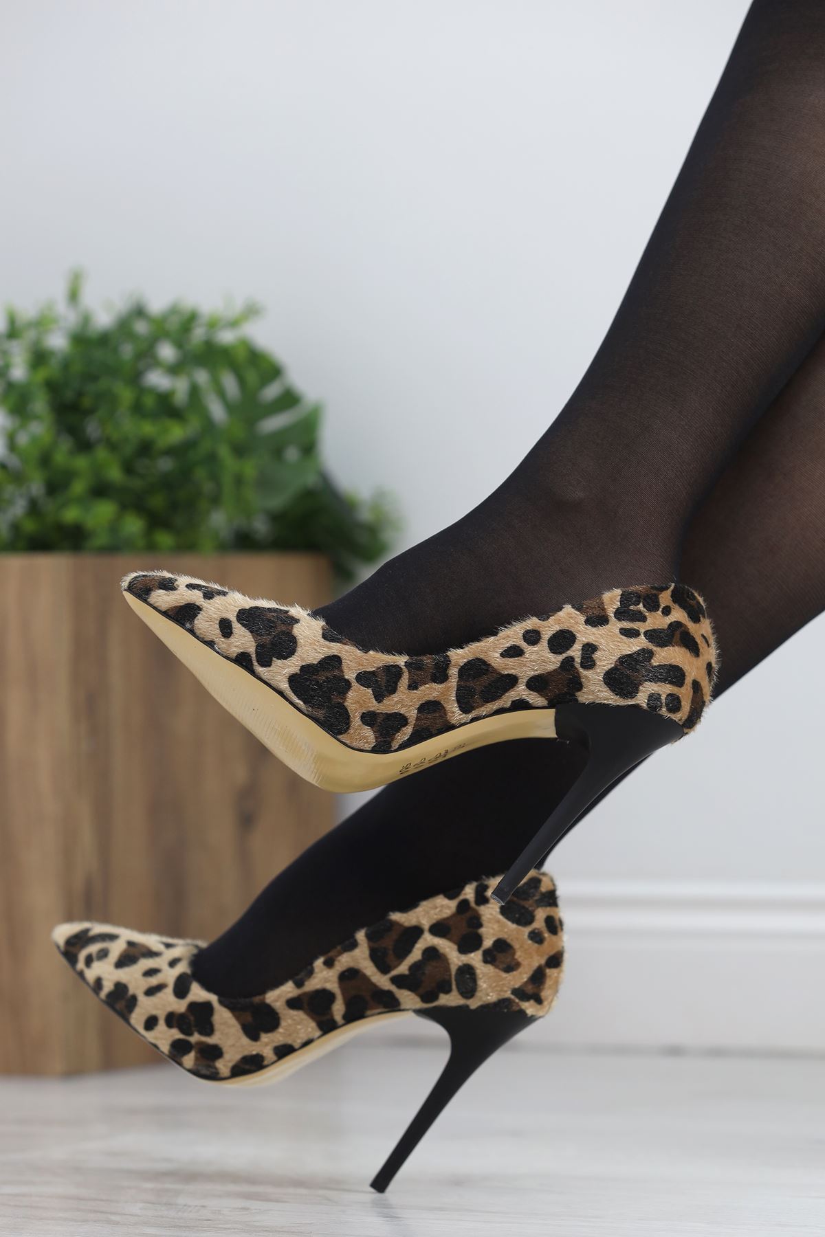 10 Cm Topuklu Stiletto Leopar - 20559.264.