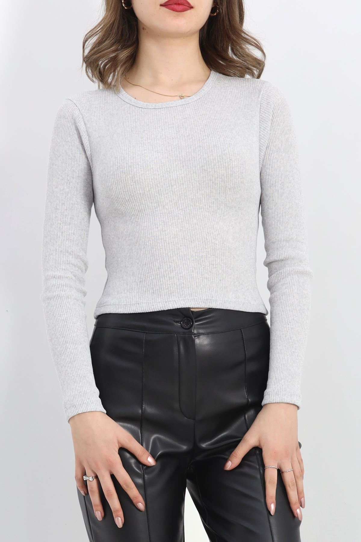 Kaşkorse Bisiklet Yaka Crop Body Gri - 19345.1567.