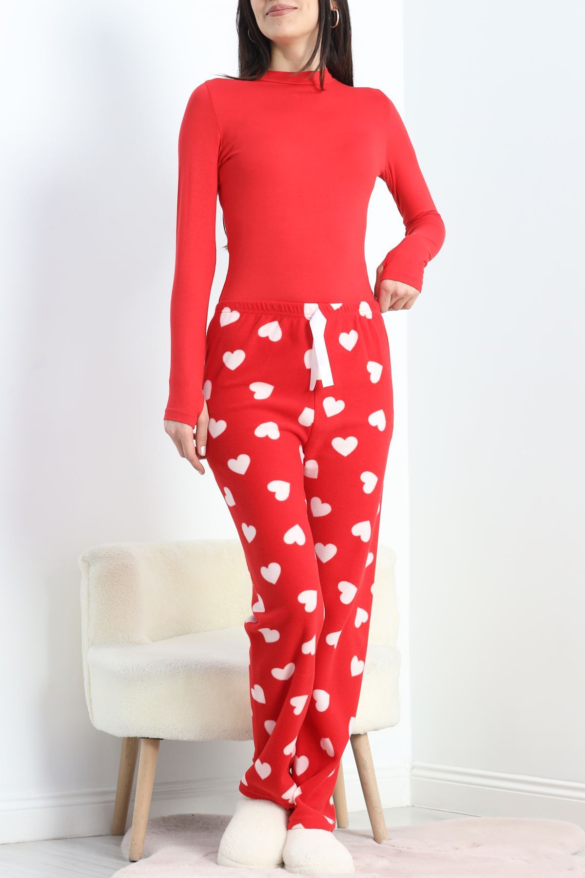 Polar Kumaş Pijama Altı Beyazkalpli - 20789.1287.